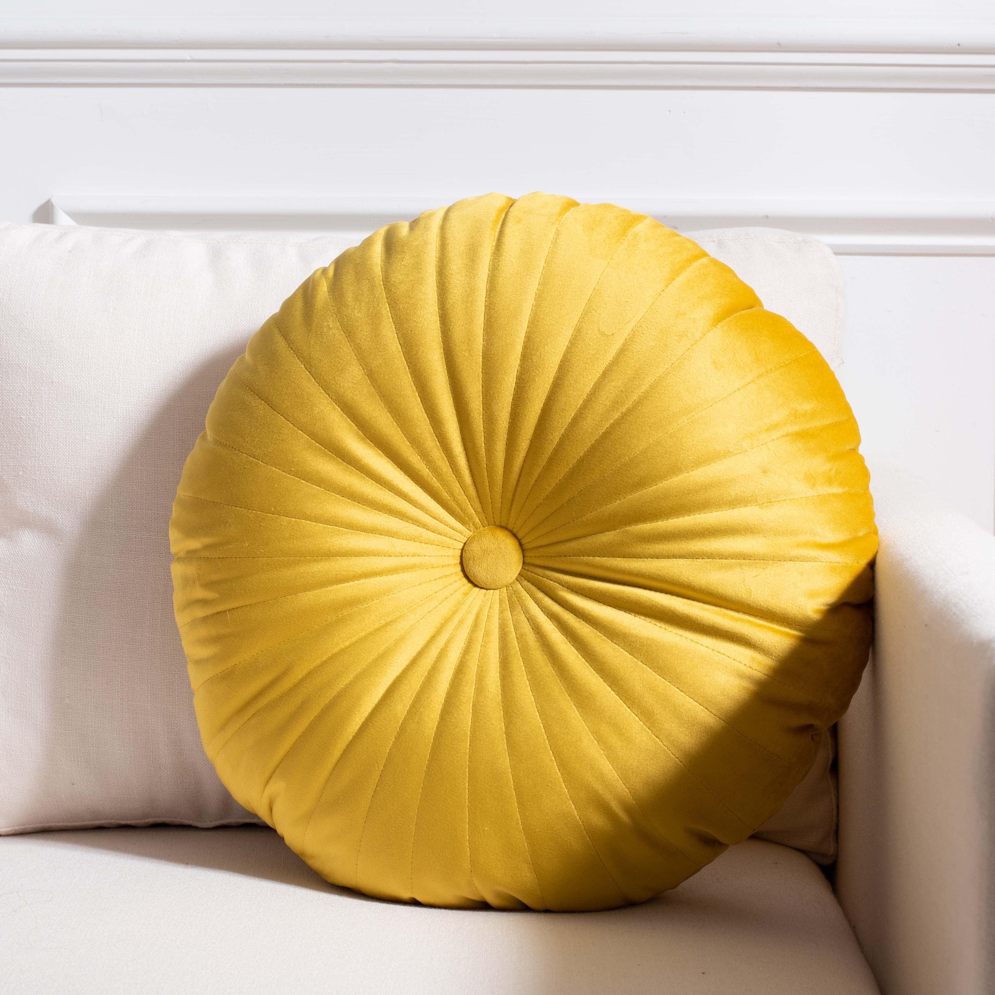 Vallory Golden Yellow Button Tufted 16-inch Square Decorative Pillow