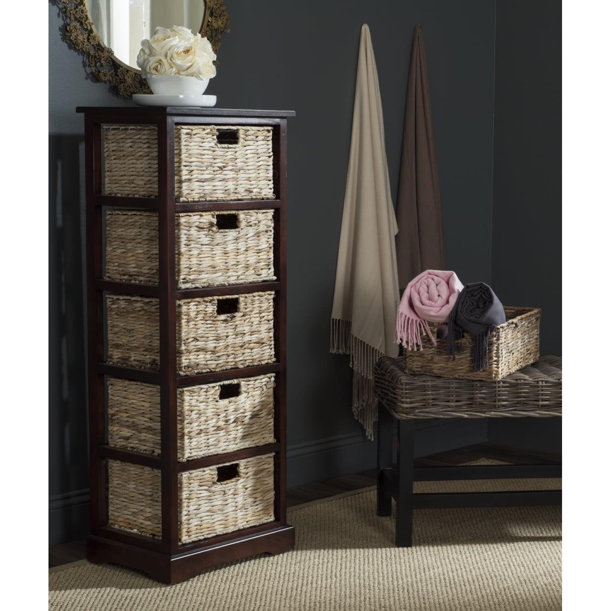 Vedette 5 Wicker Basket Storage Tower - Cherry - Safavieh.