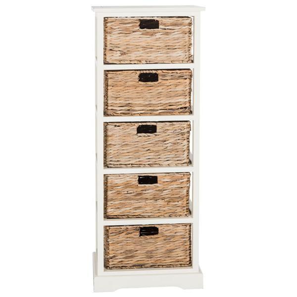 Dovecove White 5-Drawer Wicker Basket Storage Tower (Fully Assembled) | Wayfair