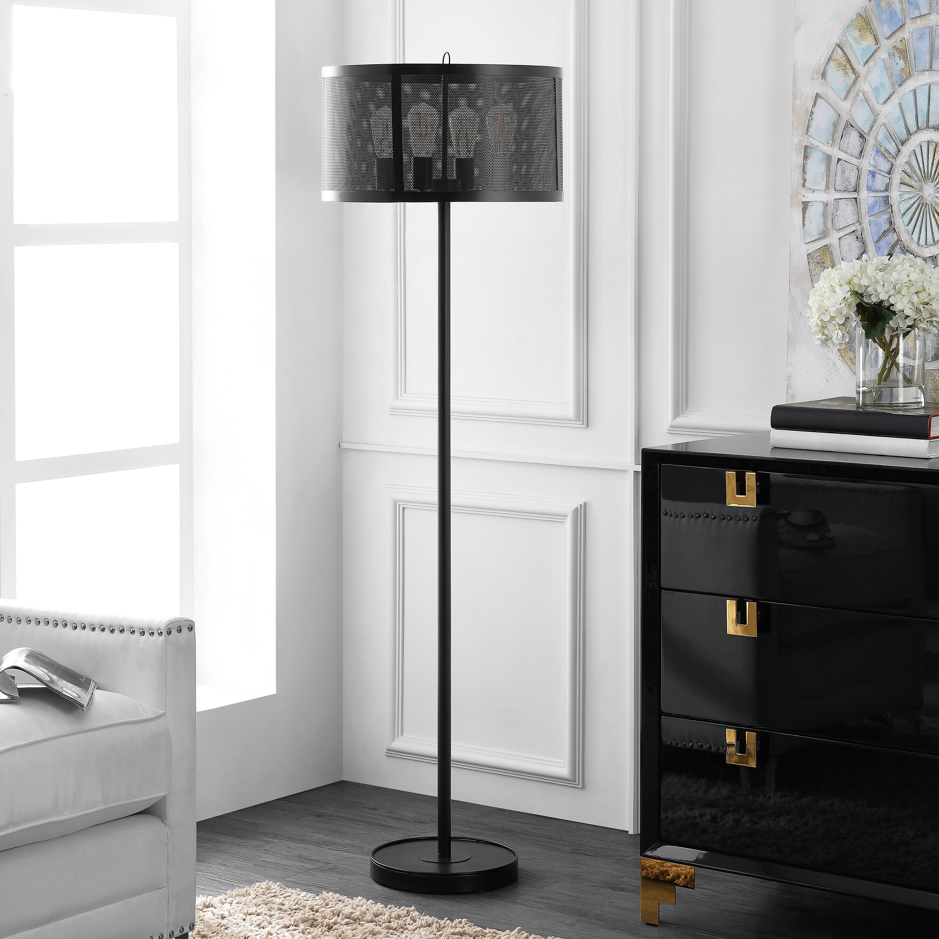 SAFAVIEH Vela 61.5 in. H Modern Solid Floor Lamp, Black