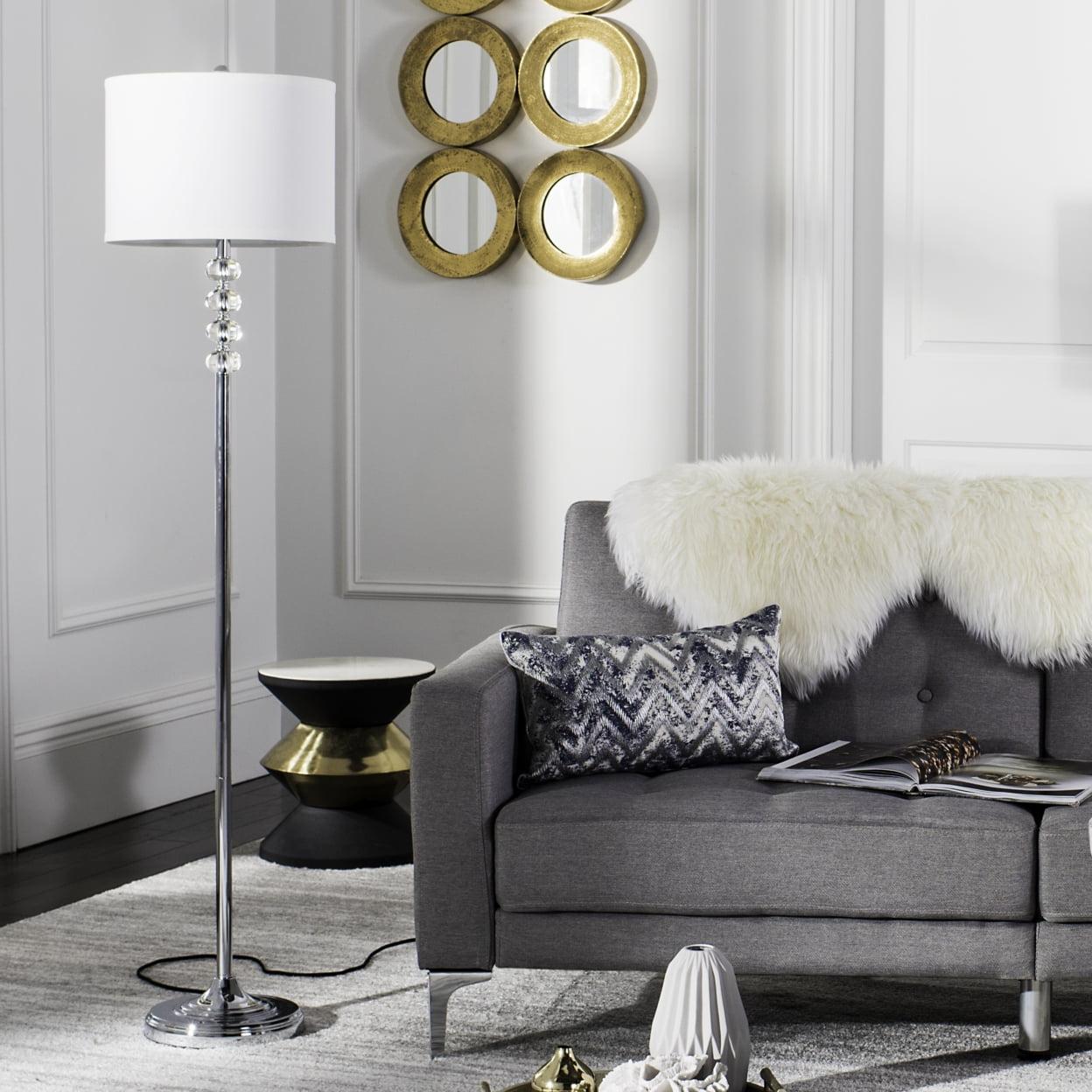 Vendome Chrome Floor Lamp with White Barrel Shade