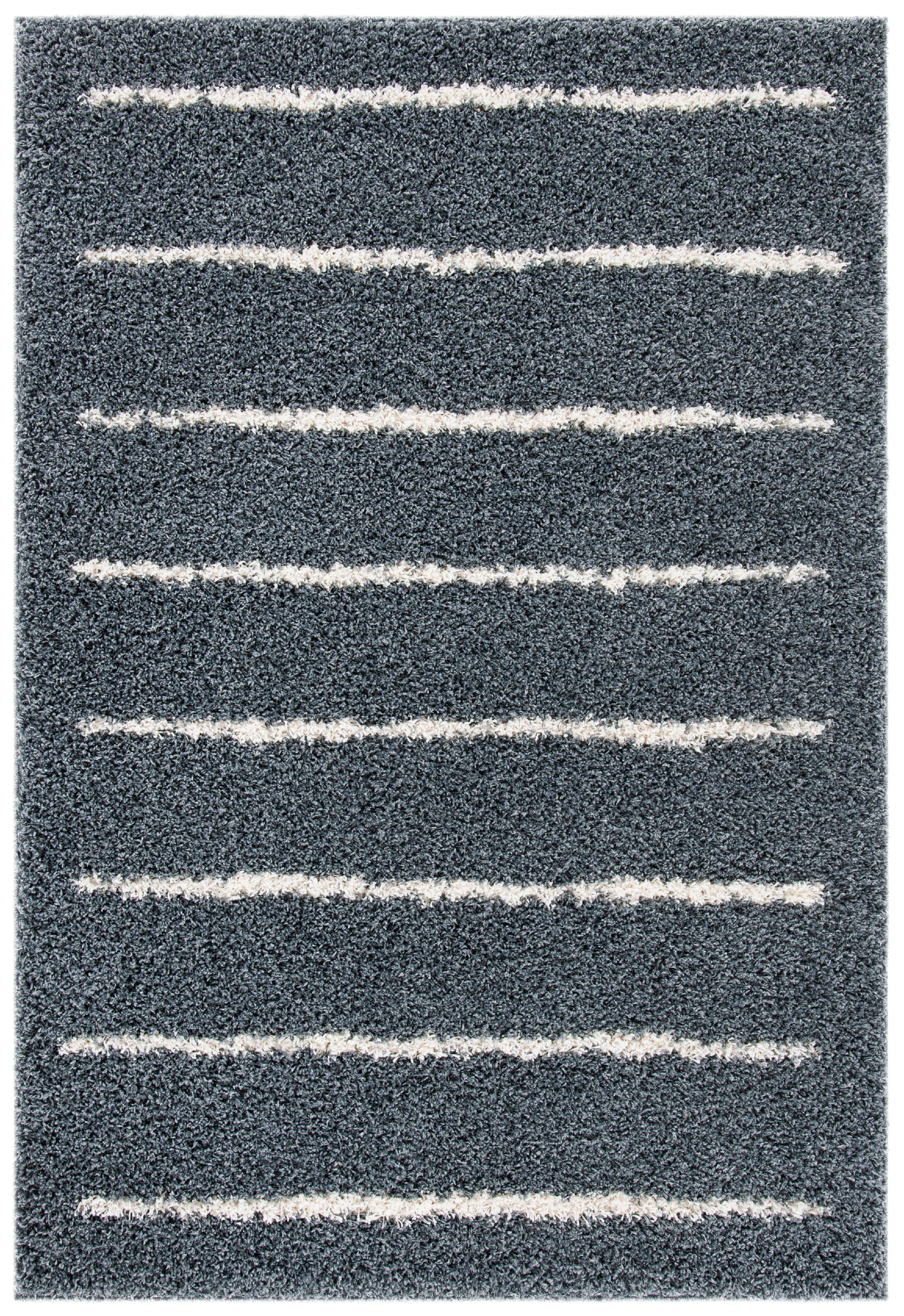 Plush Gray and Ivory 8' x 10' Synthetic Shag Area Rug