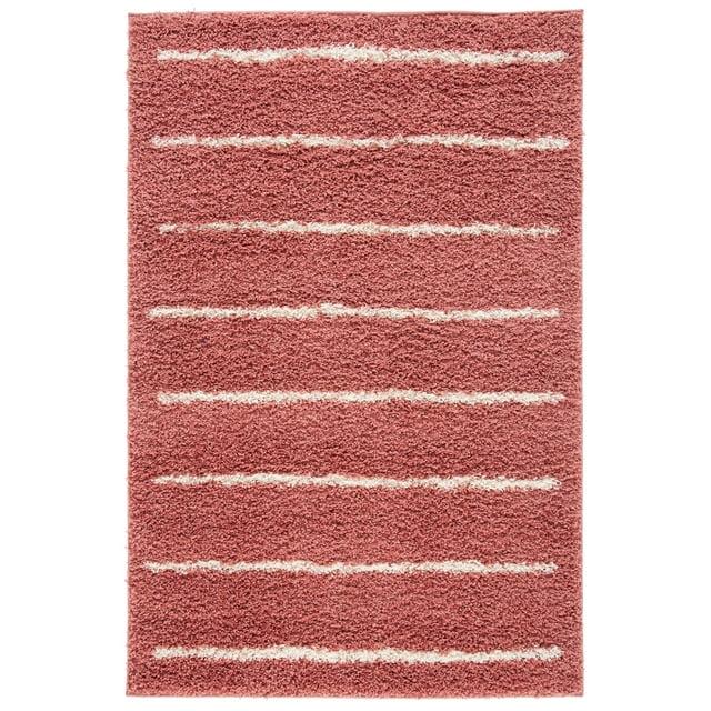 SAFAVIEH Venus Anuki Striped Shag Runner Rug, Pink/Ivory, 2'2" x 8'