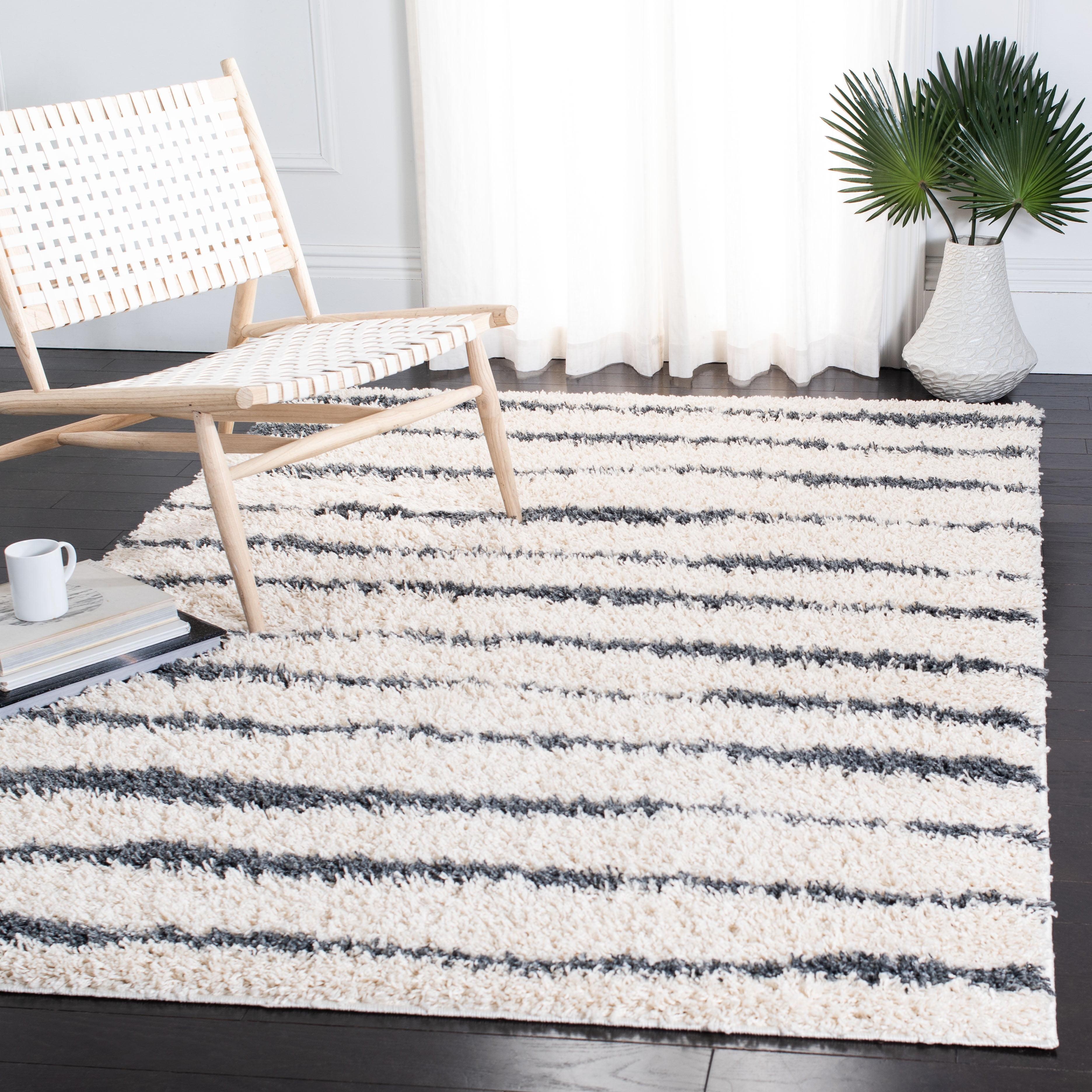 Venus Shag VNS603 Power Loomed Indoor Area Rug - Ivory/Dark Grey - 8'x10' - Safavieh
