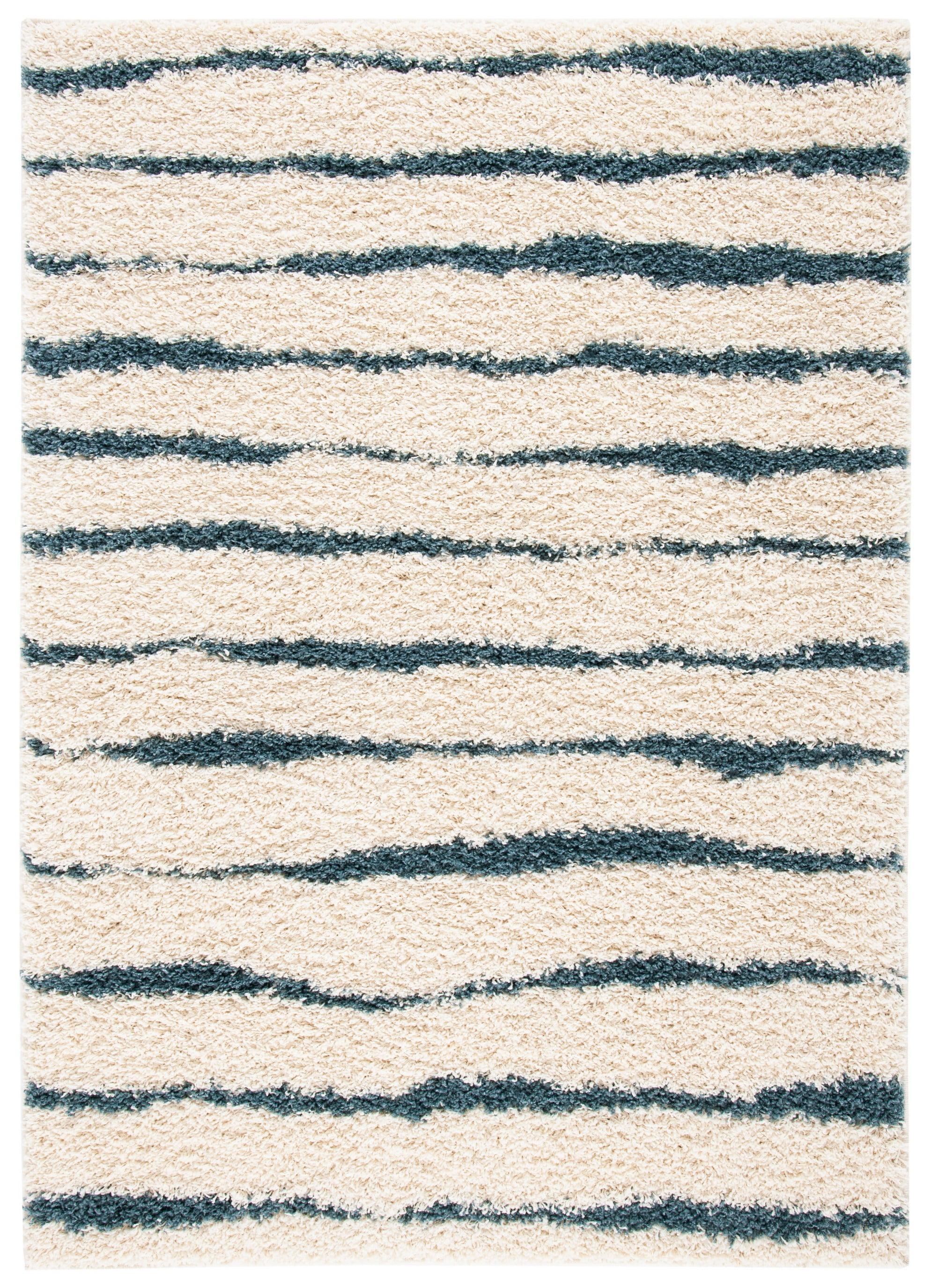 Venus Shag VNS603 Power Loomed Indoor Area Rug - Turquoise/Ivory - 5'3"x7'6" - Safavieh