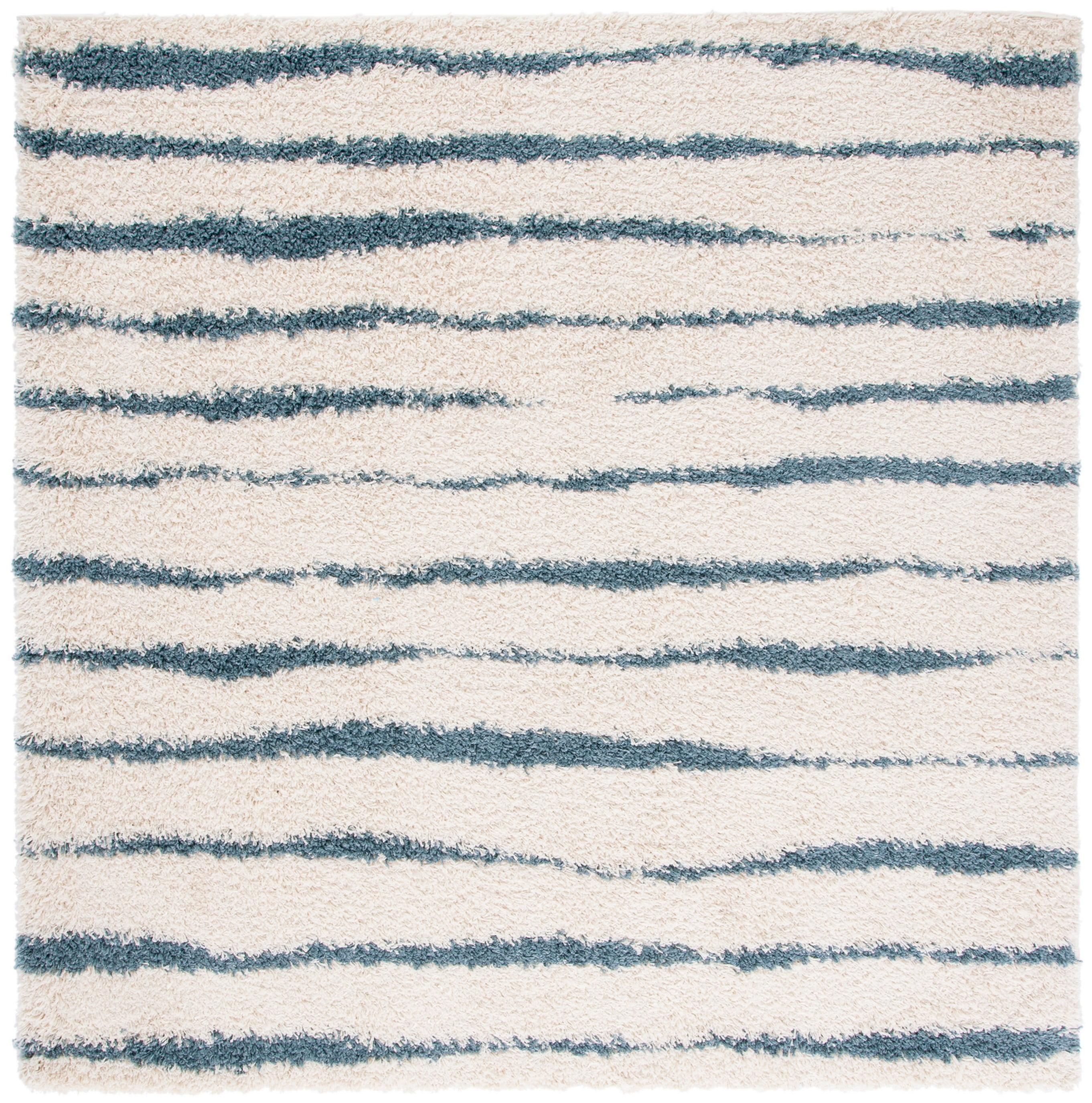 Venus Shag VNS603 Power Loomed Indoor Area Rug - Turquoise/Ivory - 6'7"x6'7" - Safavieh