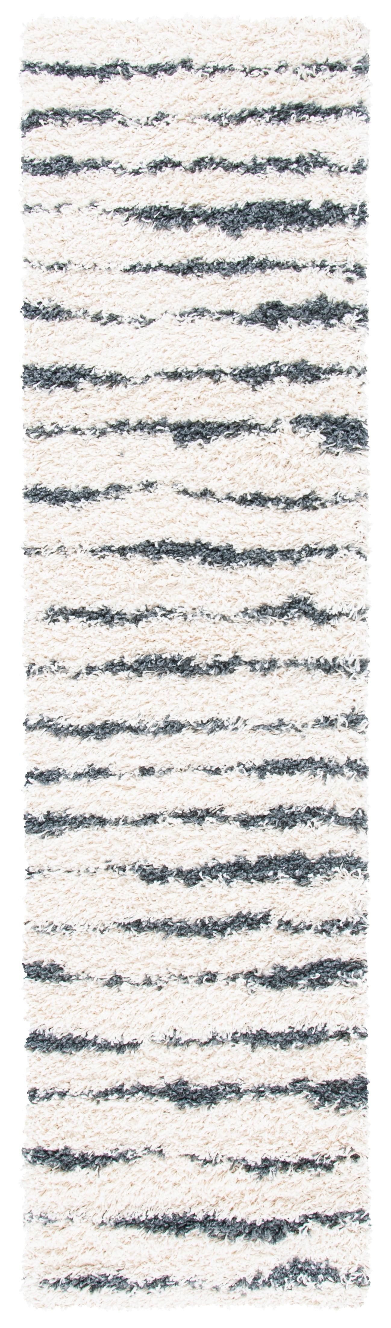 Venus Shag VNS603 Power Loomed Runner Rug - Ivory/Dark Grey - 2'2"x8' - Safavieh.