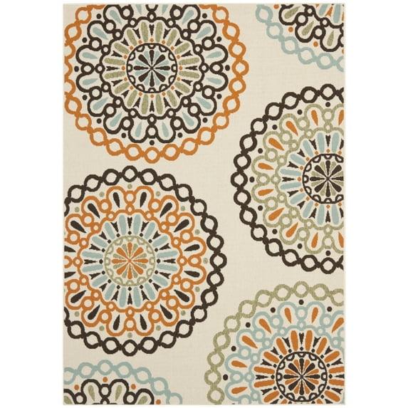 Veranda VER092 Power Loomed Indoor/Outdoor Area Rug - Cream/Terracotta - 4'x5'7" - Safavieh
