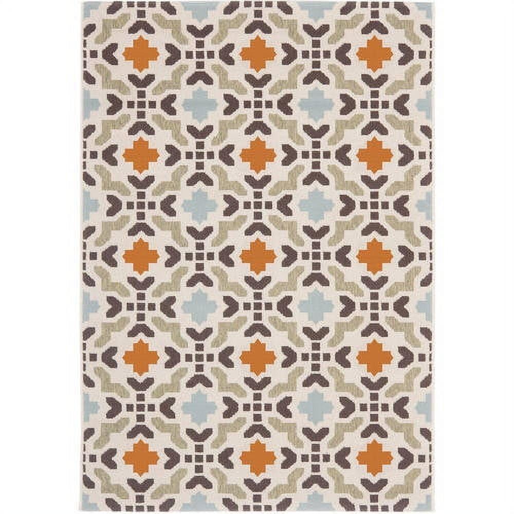 Veranda VER080 Power Loomed Indoor/Outdoor Area Rug - Cream/Terracotta - 5'3"x7'7" - Safavieh.