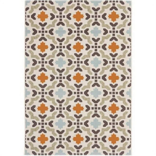 Veranda VER080 Power Loomed Indoor/Outdoor Area Rug - Cream/Terracotta - 5'3"x7'7" - Safavieh.