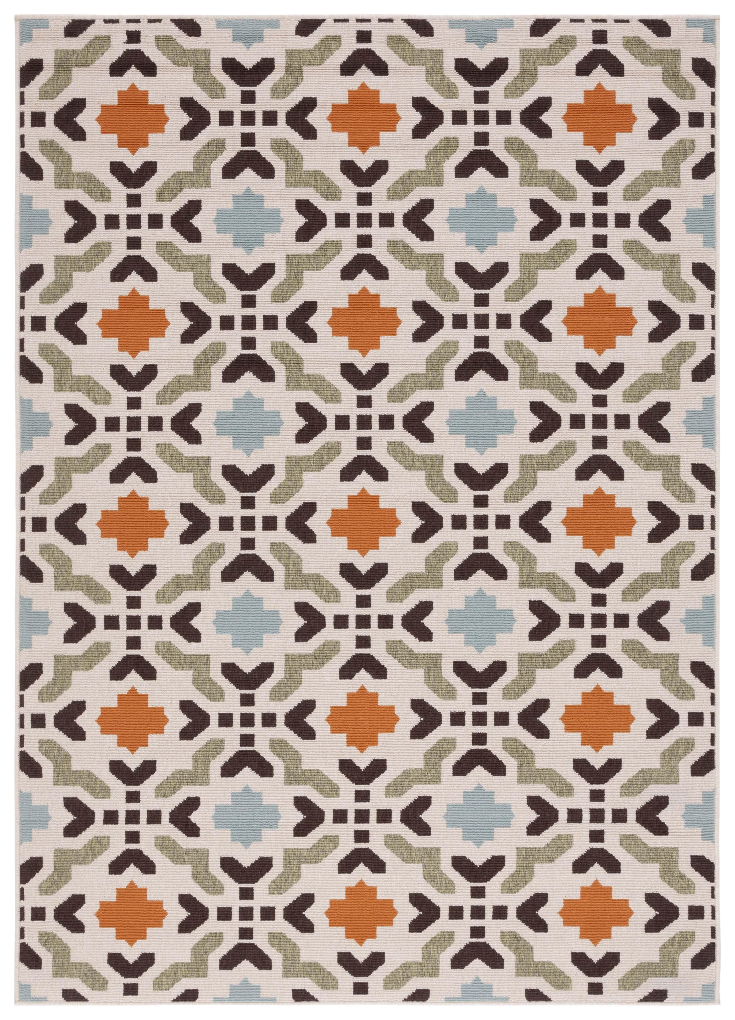 Veranda VER080 Power Loomed Indoor/Outdoor Accent Rug - Cream/Terracotta - 2'x3'7" - Safavieh