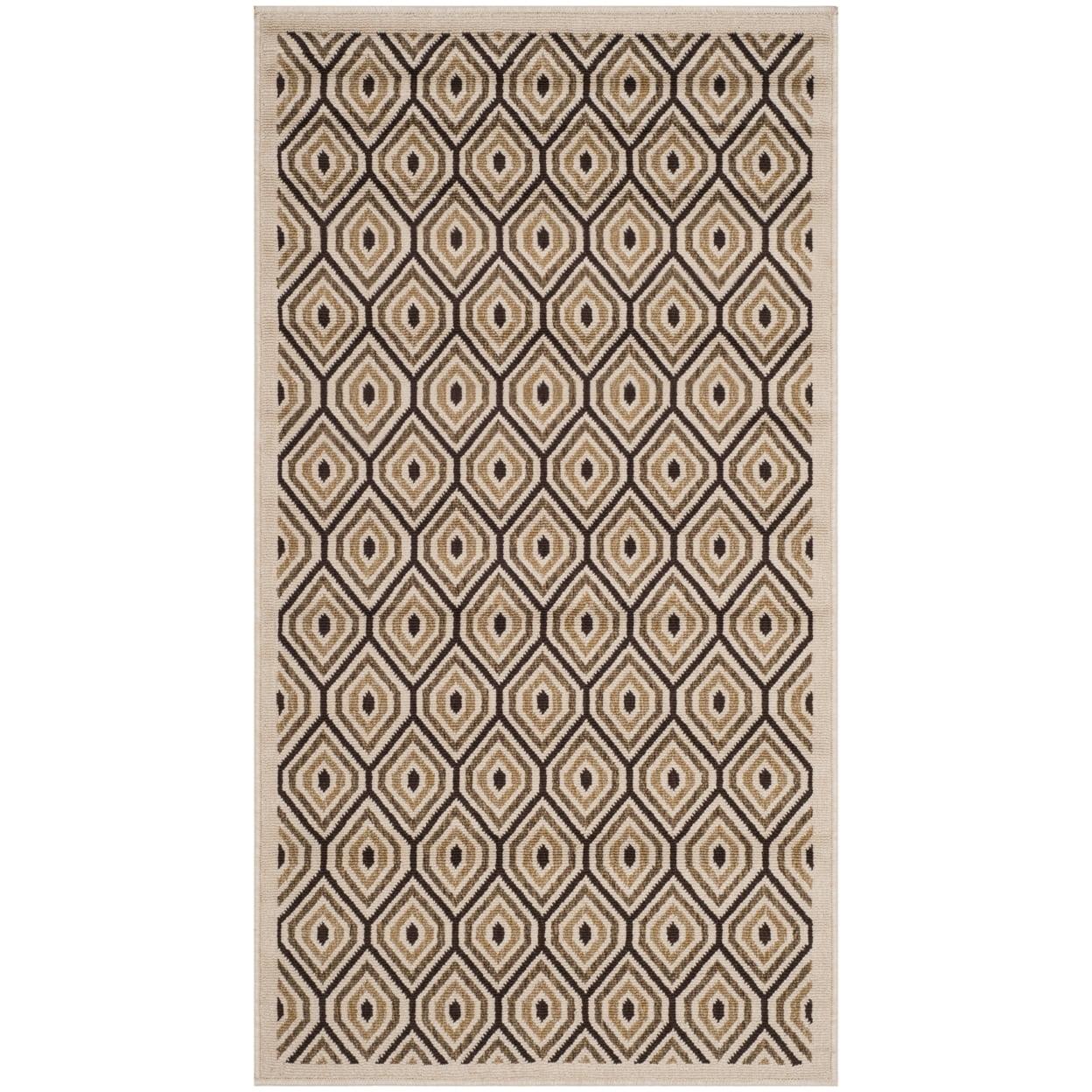 Veranda VER003 Power Loomed Indoor and Outdoor Accent Rug - Cream/Chocolate - 2'7"x5' - Safavieh.