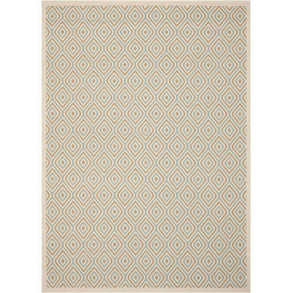 Veranda VER003 Power Loomed Indoor/Outdoor Area Rug - Cream/Aqua - 6'7"x9'6" - Safavieh.