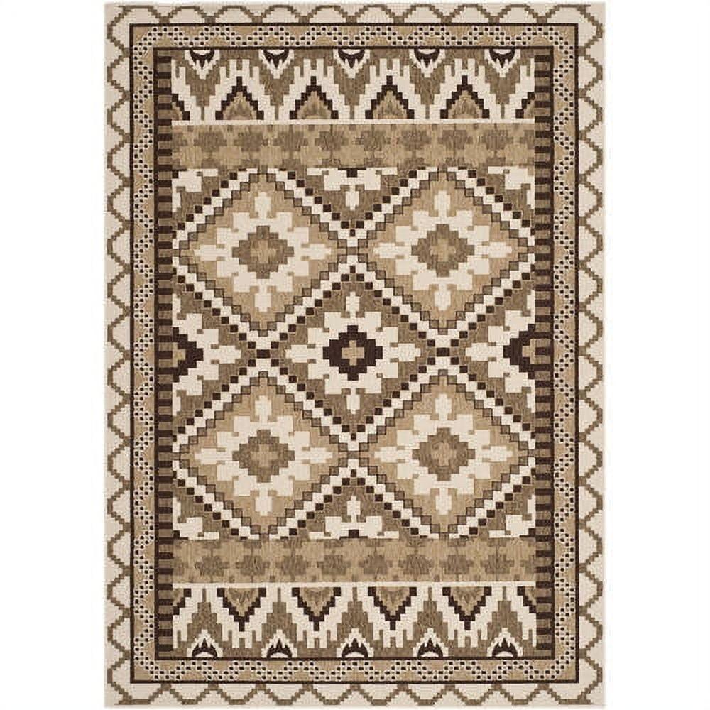 Bloomfield Easy-Care Brown Floral Synthetic 5' x 7' Area Rug