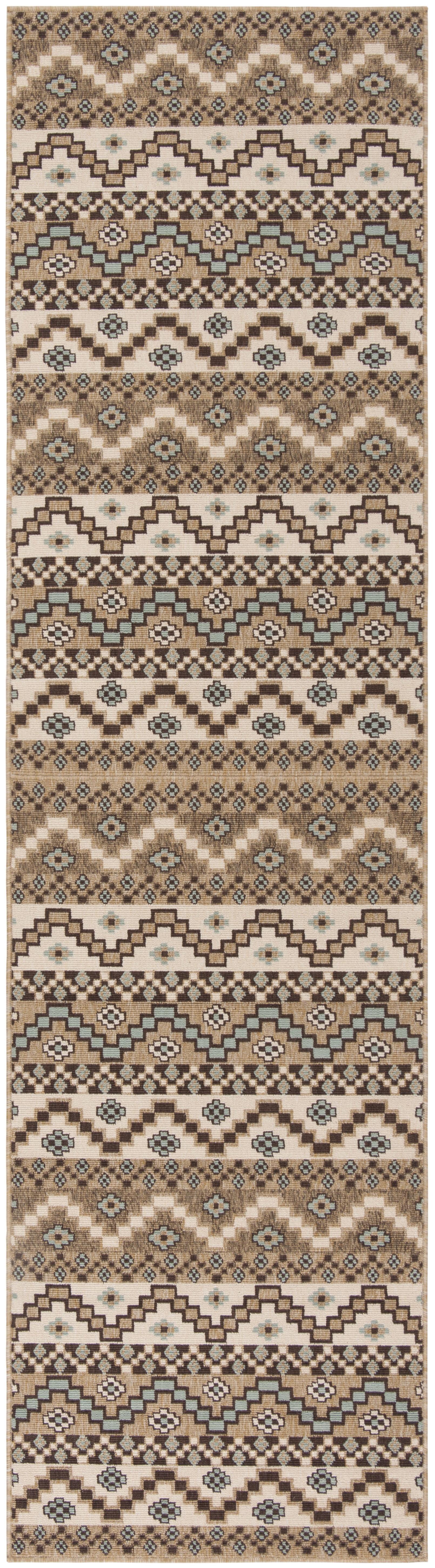 Veranda VER095 Power Loomed Indoor/Outdoor Runner Rug - Creme/Brown - 2'3"x10' - Safavieh.