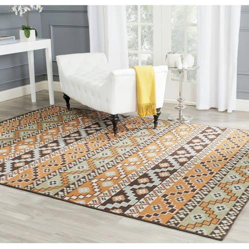 Terracotta and Chocolate Rectangular Synthetic Indoor/Outdoor Rug