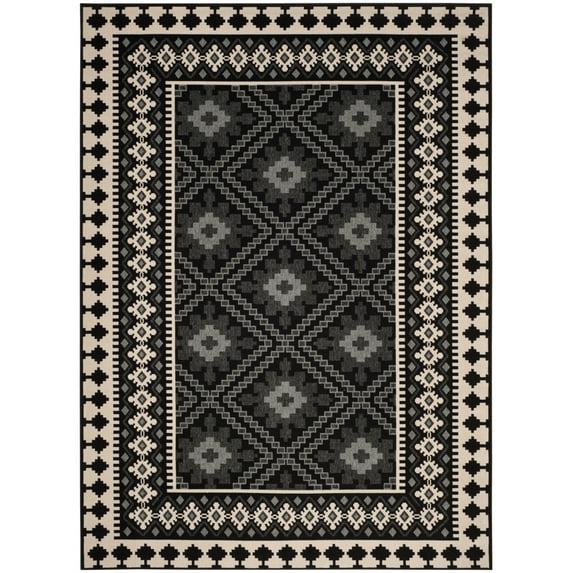 Veranda VER099 Power Loomed Indoor/Outdoor Accent Rug - Black/Creme - 2'7"x5' - Safavieh