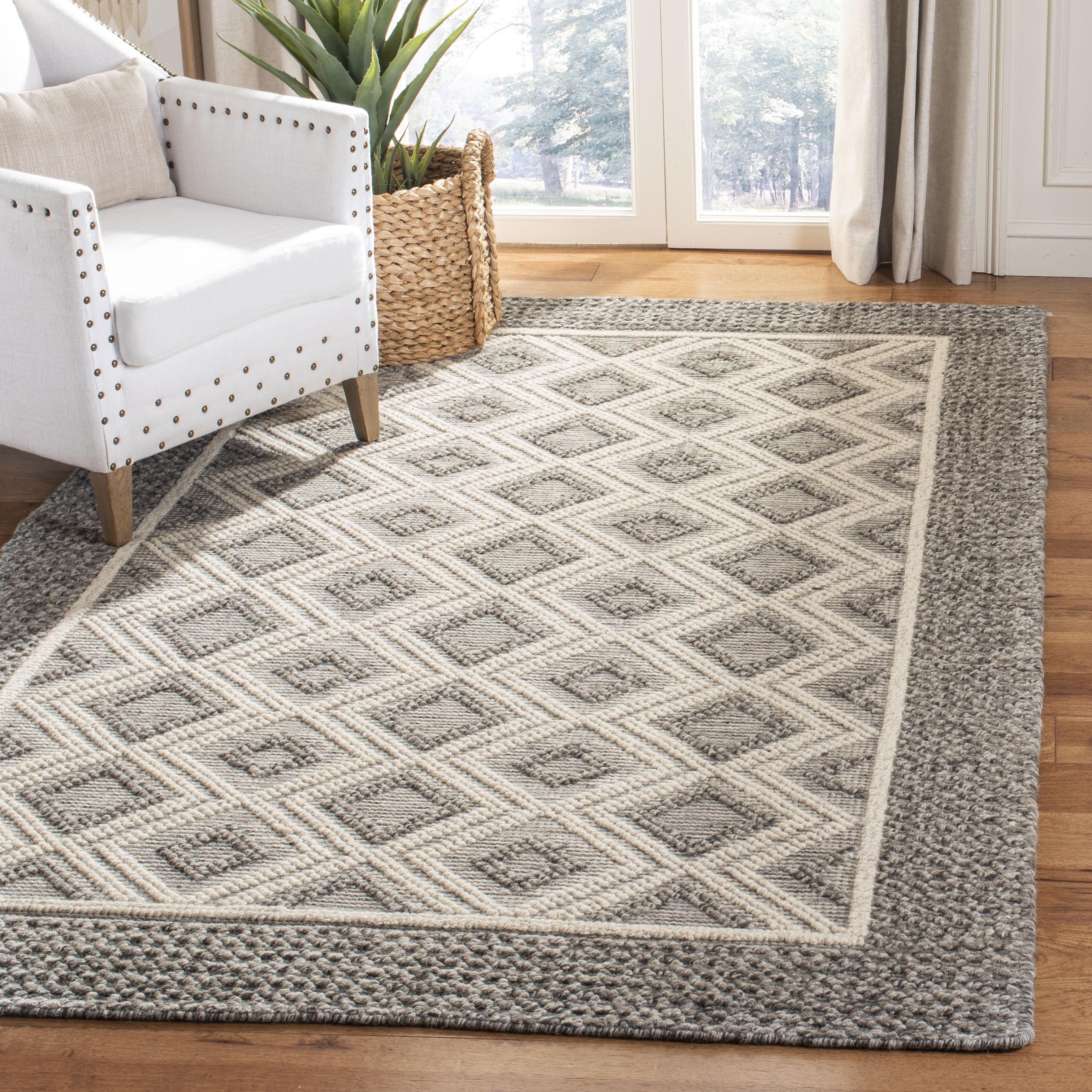 Vermont VRM212 Hand Woven Area Rug - Grey/Ivory - 8'9"x11'9" - Safavieh.