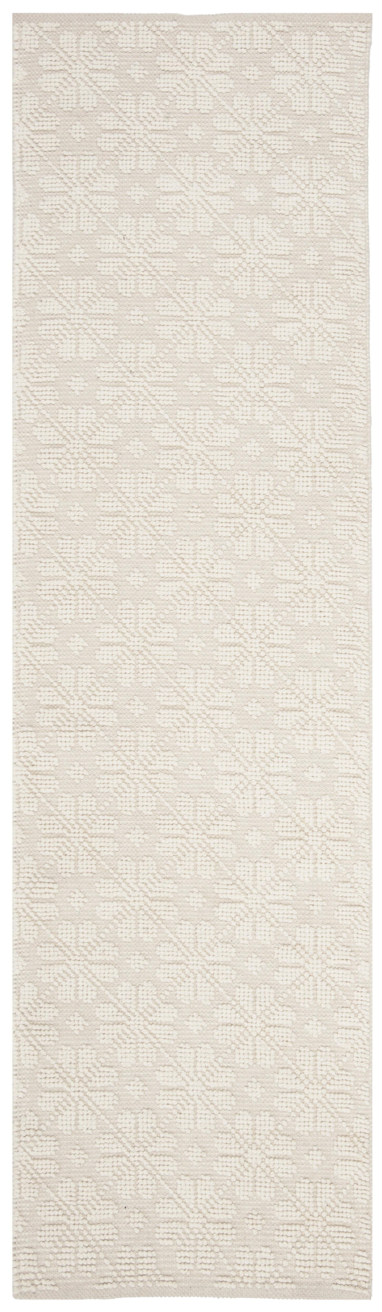 Ivory Elegance Hand-Knotted Wool-Cotton Blend 27" Runner Rug