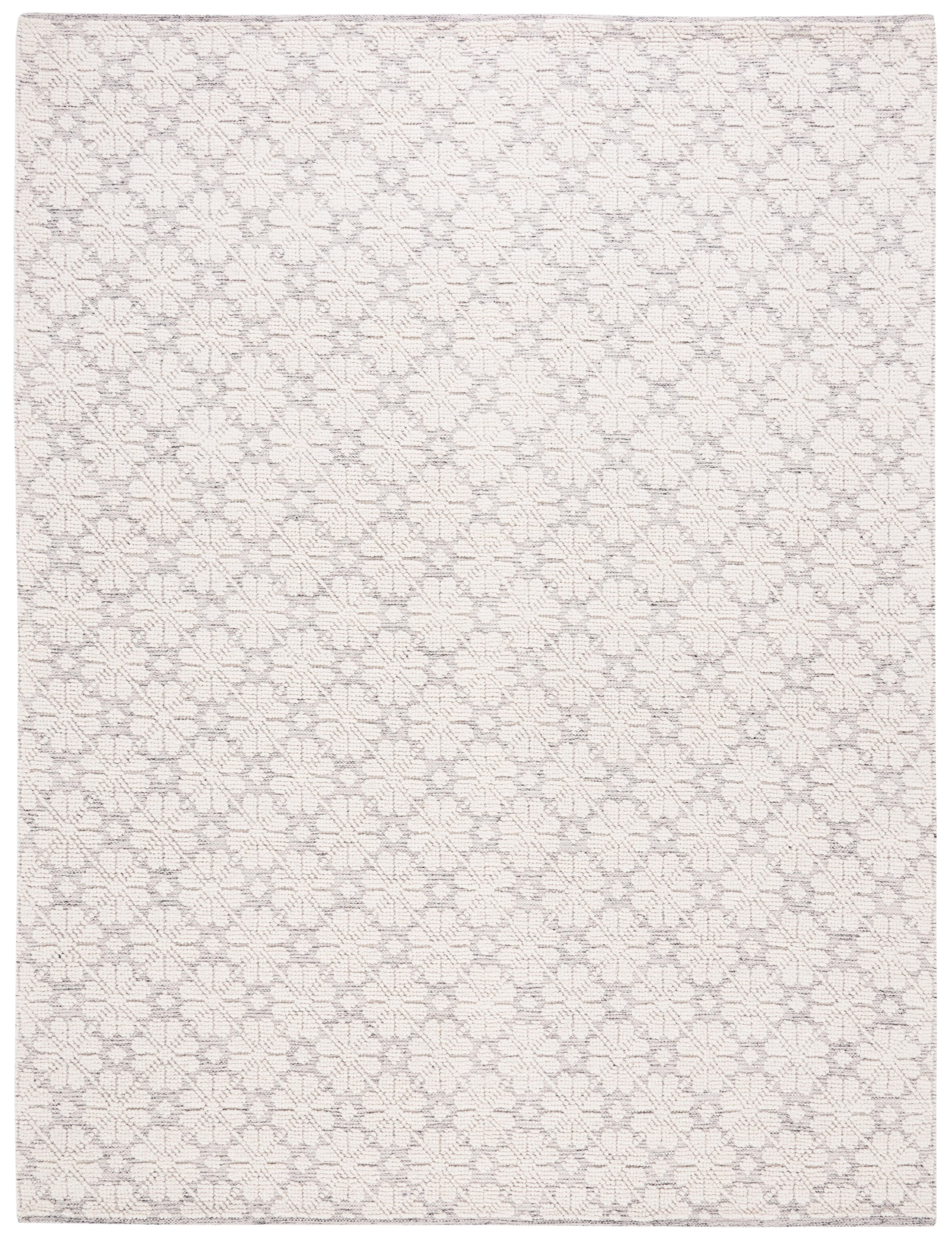 Ivory and Gray Hand-Knotted Wool 8' x 10' Area Rug