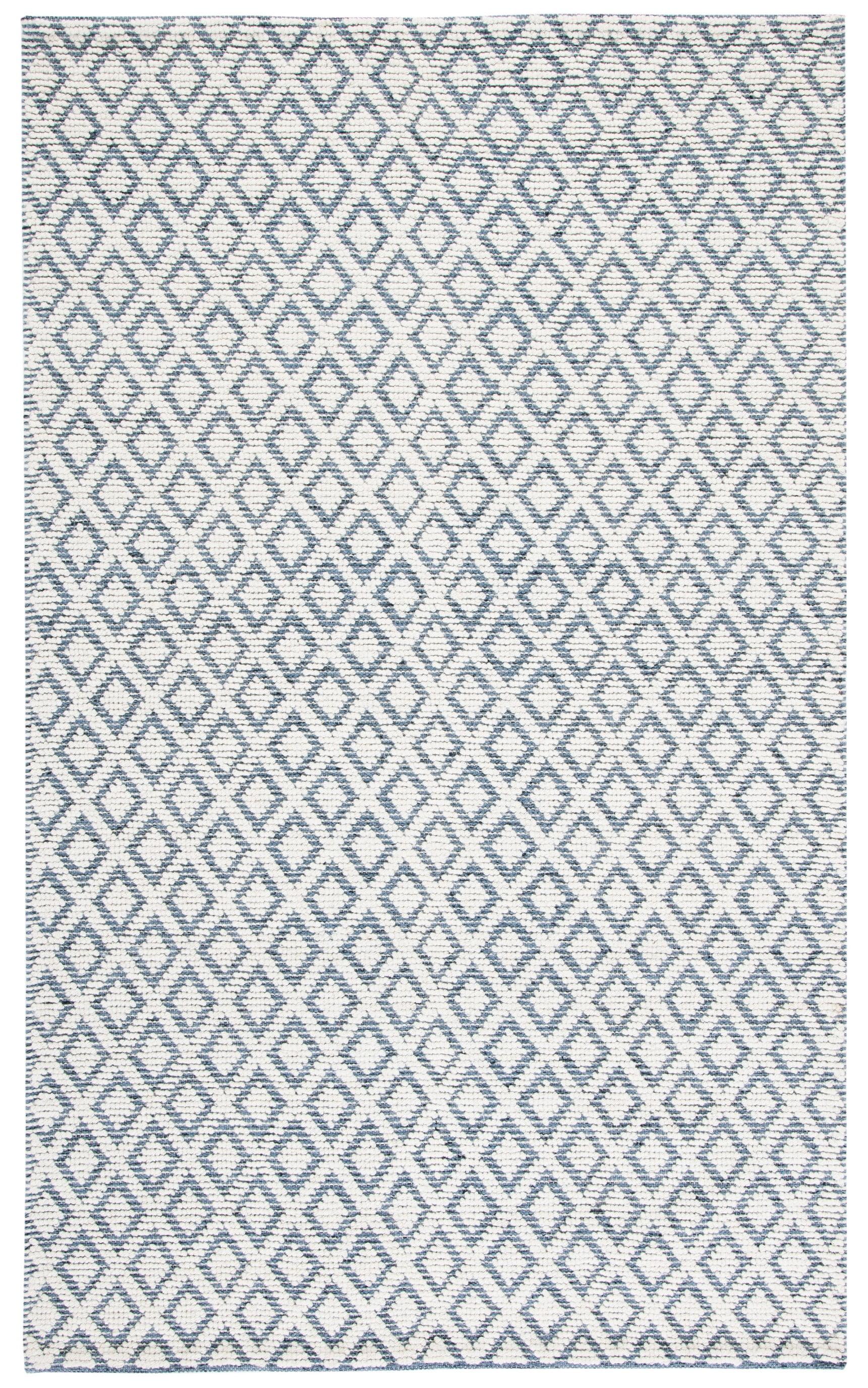 Vermont Elegance Ivory & Blue Hand-Knotted Wool Rug - 3' x 5'