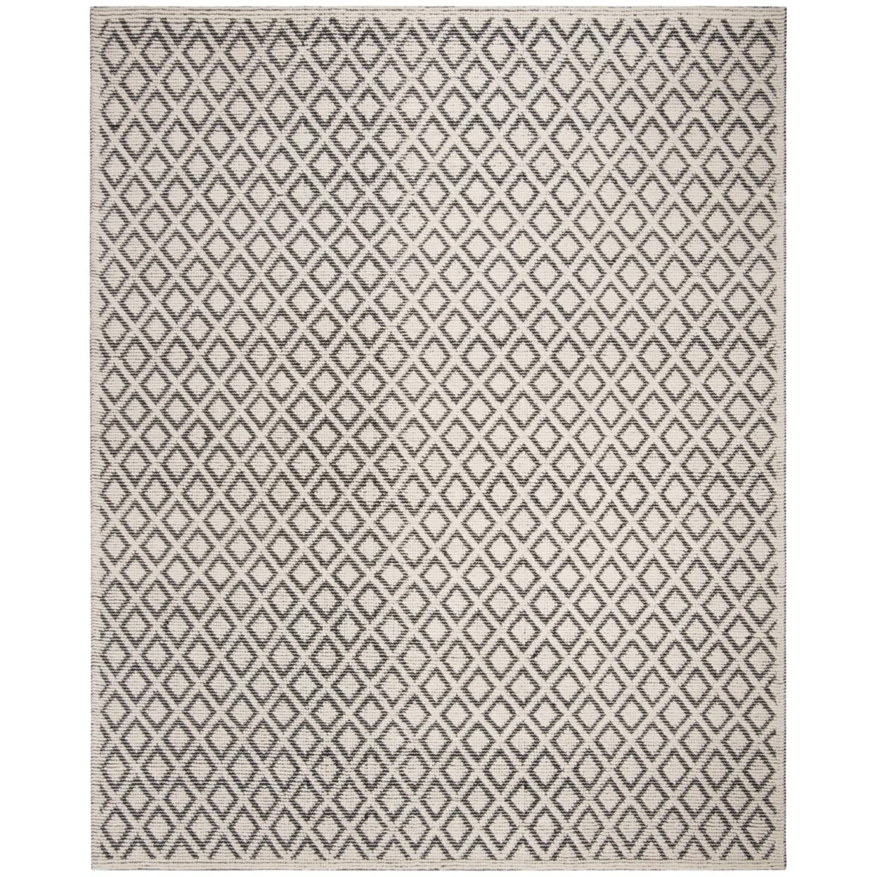 SAFAVIEH Vermont Thurstan Geometric Wool Area Rug, Ivory/Black, 9' x 12'