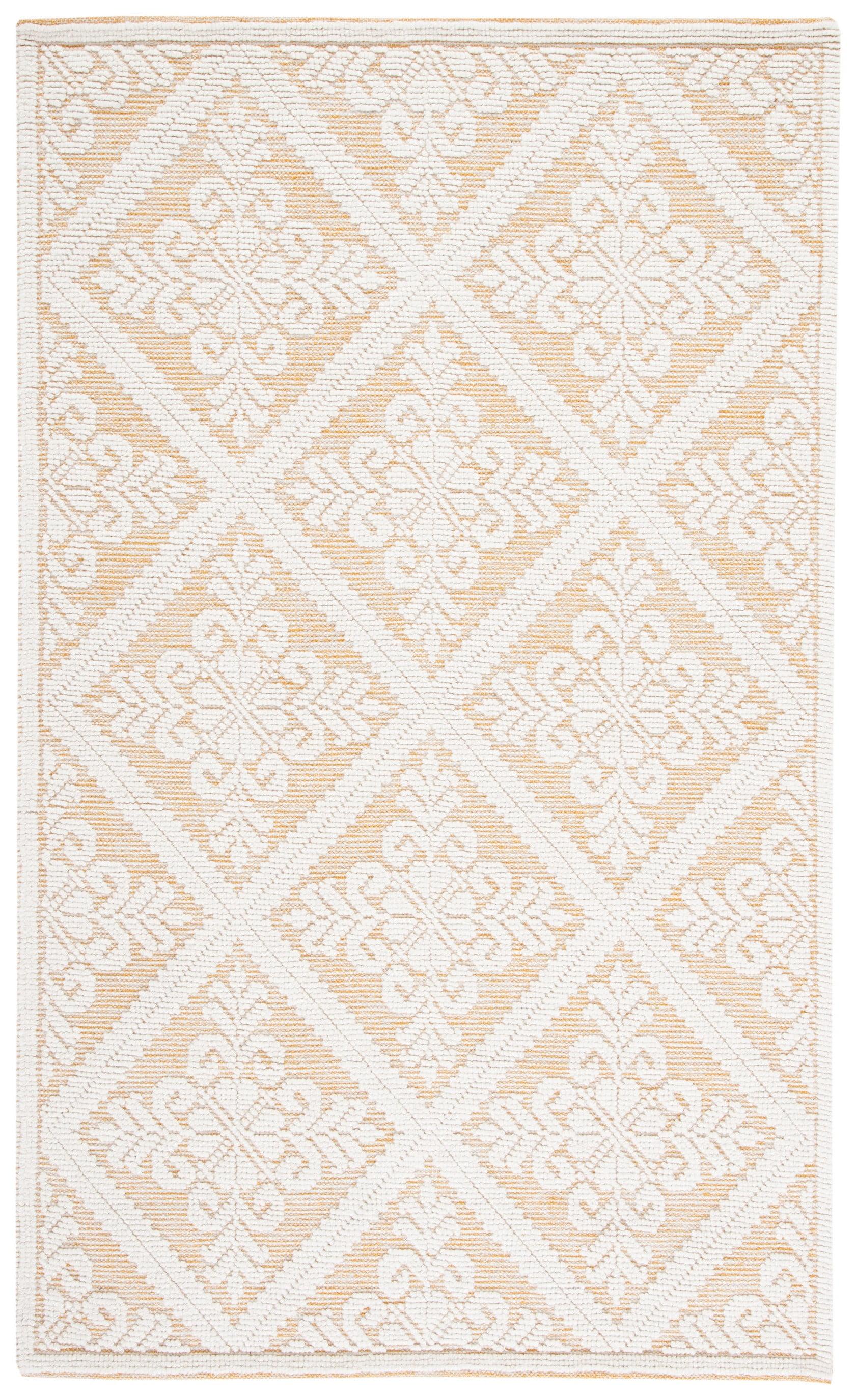 SAFAVIEH Vermont Trinity Floral Geometric Wool Area Rug, 5' x 8', Ivory/Gold