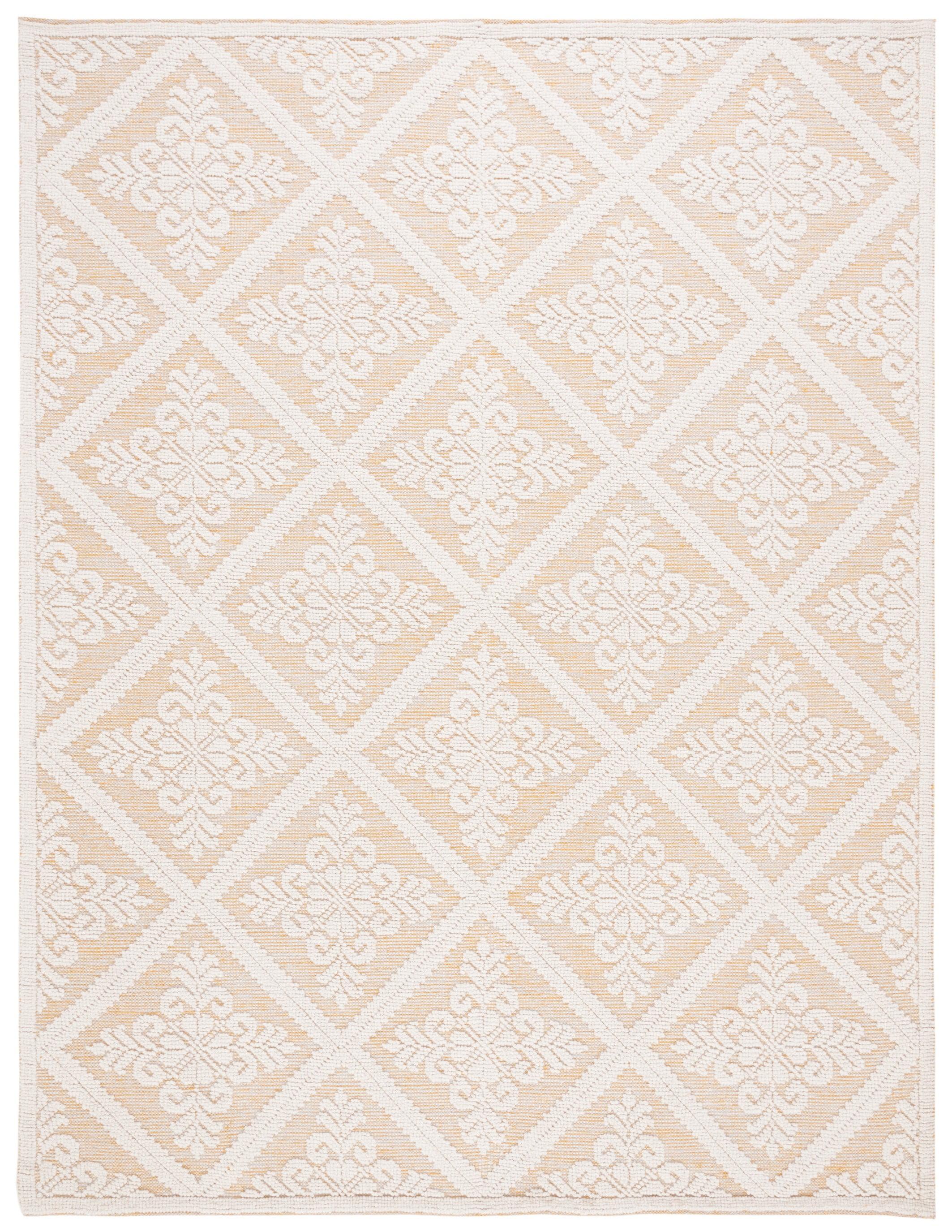 SAFAVIEH Vermont Trinity Floral Geometric Wool Area Rug, 8' x 10', Ivory/Gold