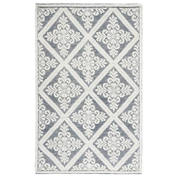 Vermont VRM306 Hand Woven Indoor Area Rug - Ivory/Navy - 4'x6' - Safavieh