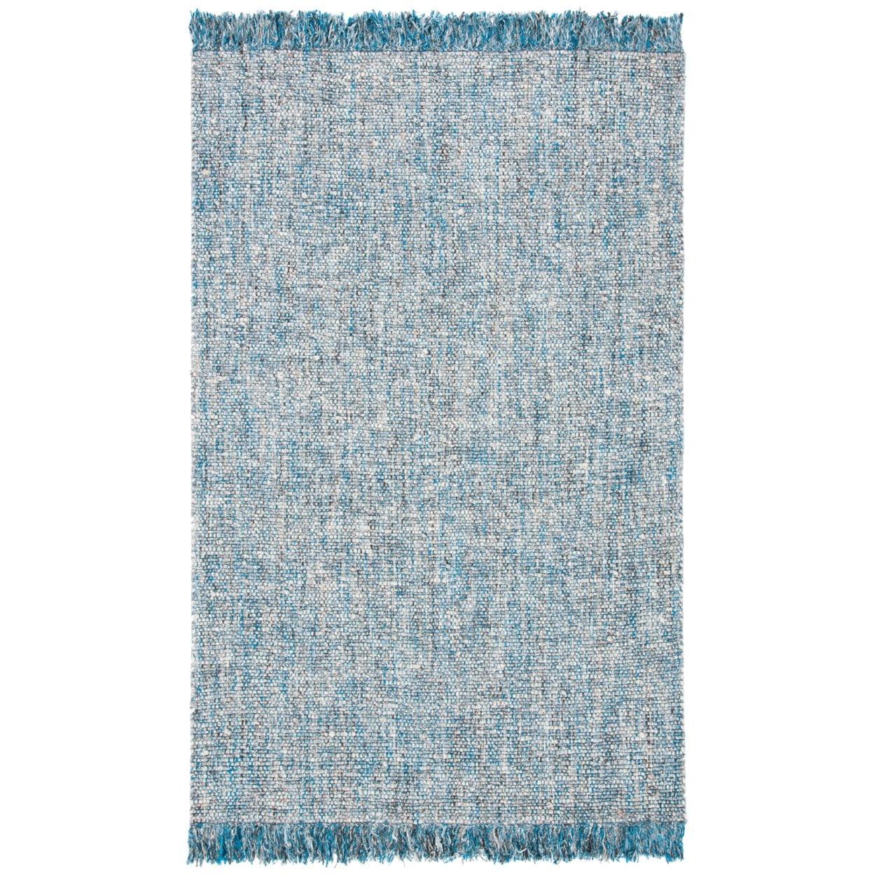 Handmade Blue and Gray Wool Blend 4' x 6' Area Rug