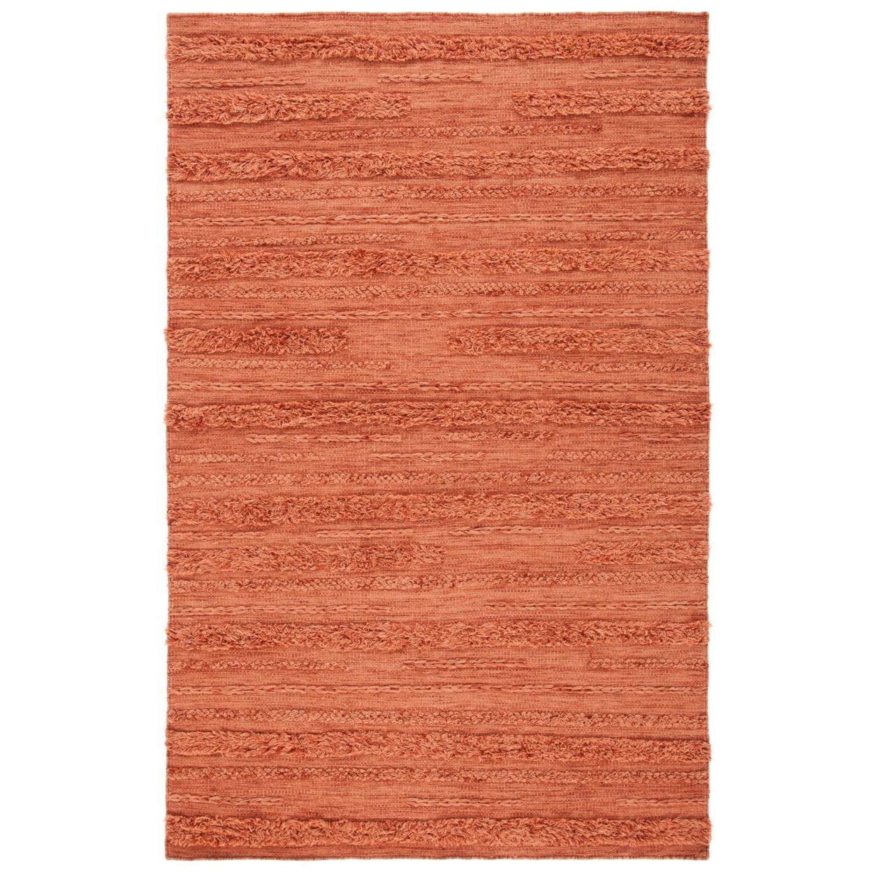 Handwoven Rustic Charm Rust/Orange Wool-Cotton Blend Rug - 3' x 5'