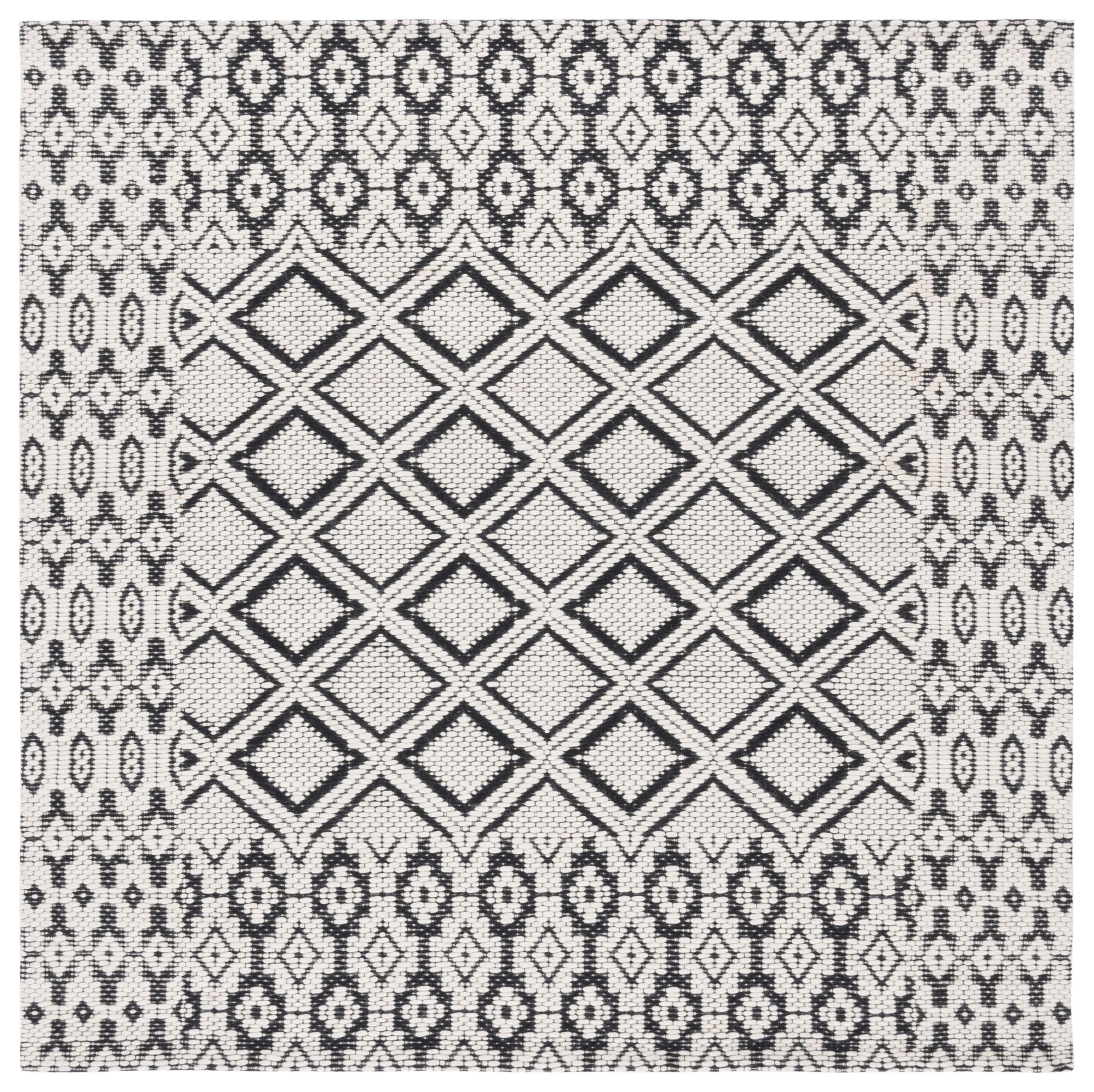 Vermont VRM151 Hand Woven Area Rug - Ivory/Black - 6'x6' - Safavieh.