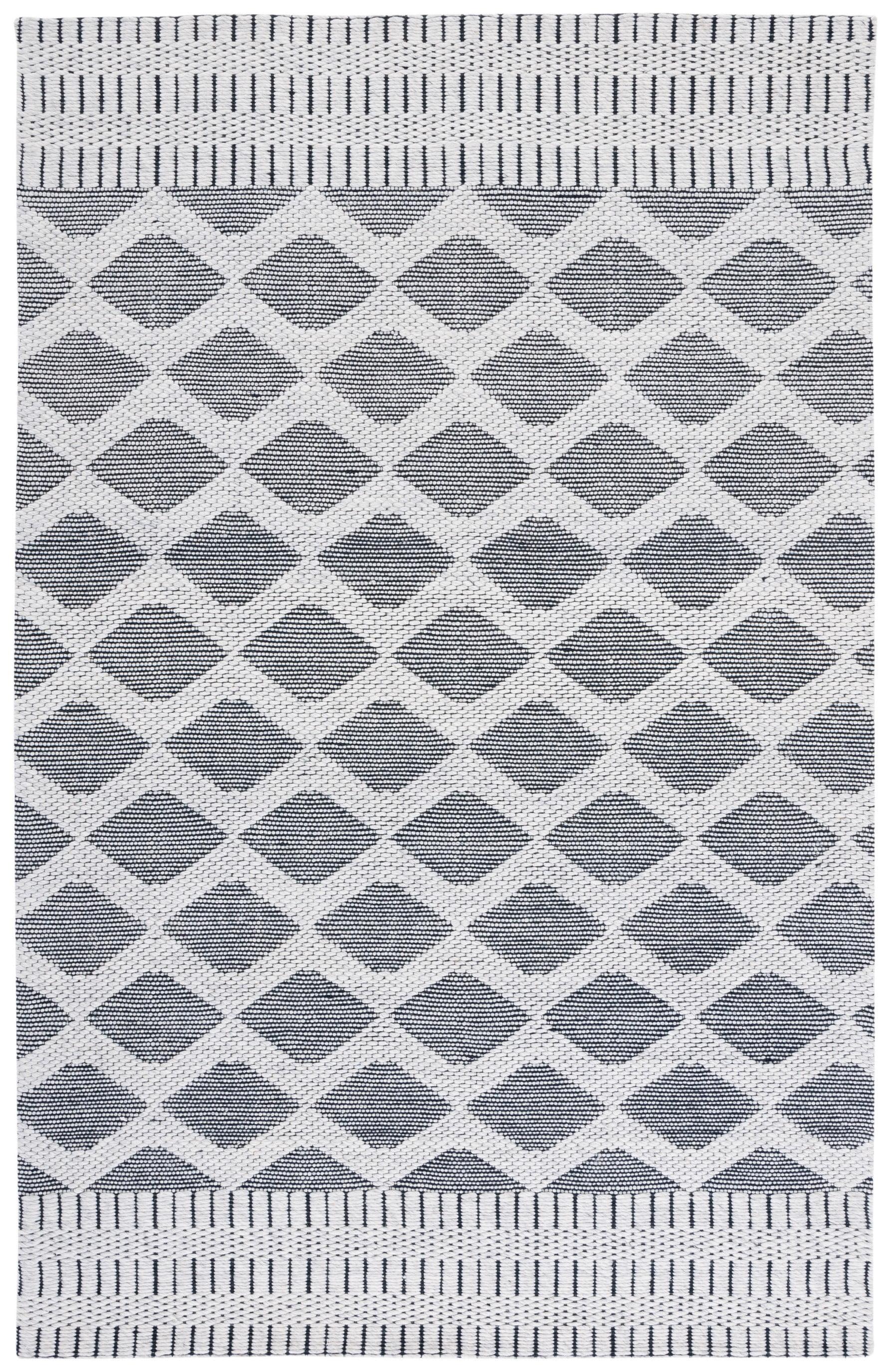 Gray and Ivory Geometric Wool Handwoven Area Rug