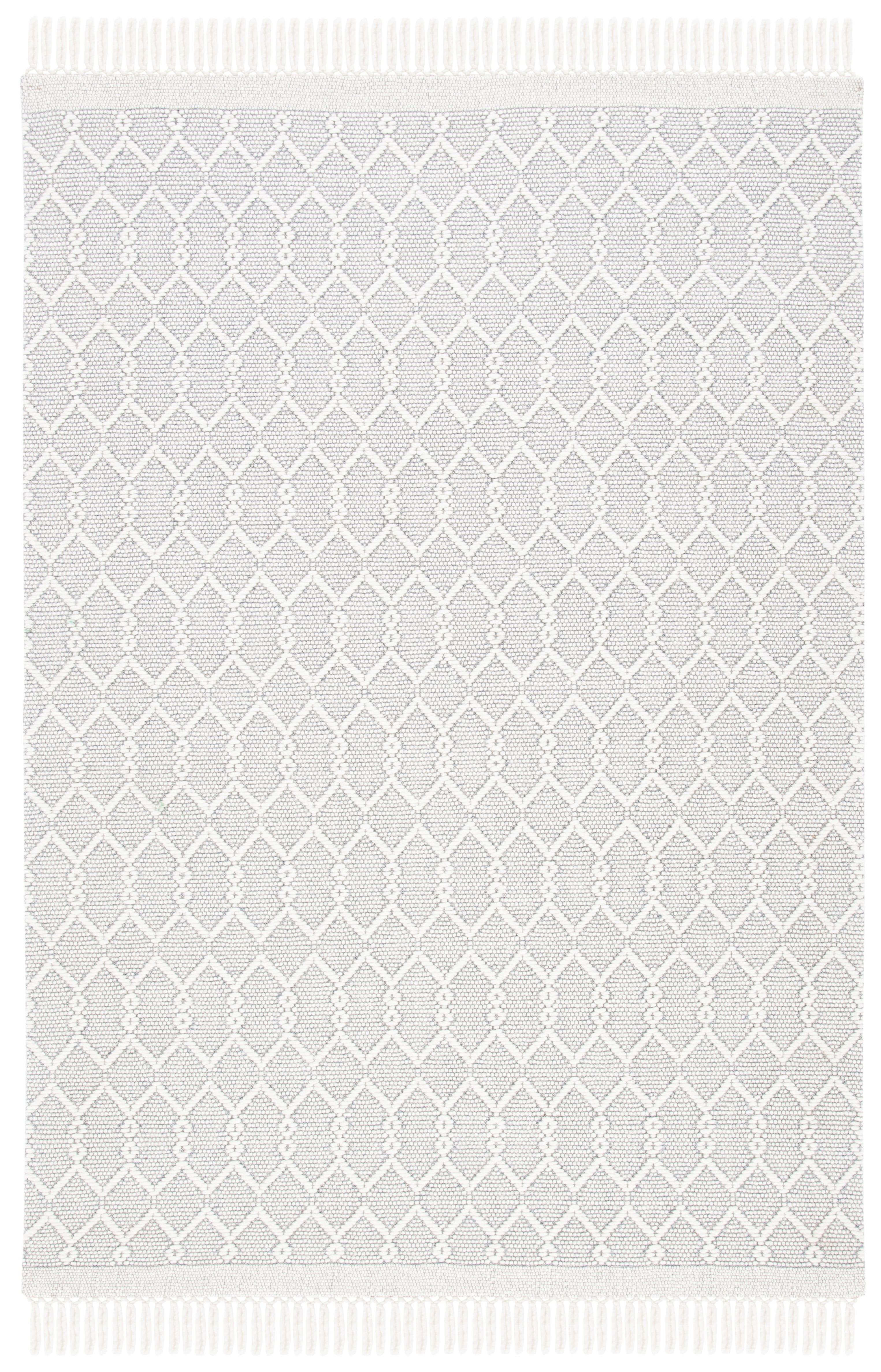 Ivory Trellis Handmade Wool Tufted Area Rug, 6' x 9'