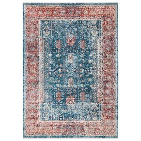 SAFAVIEH Victoria Bethanie Floral Bordered Area Rug, Navy/Red, 6' x 9'
