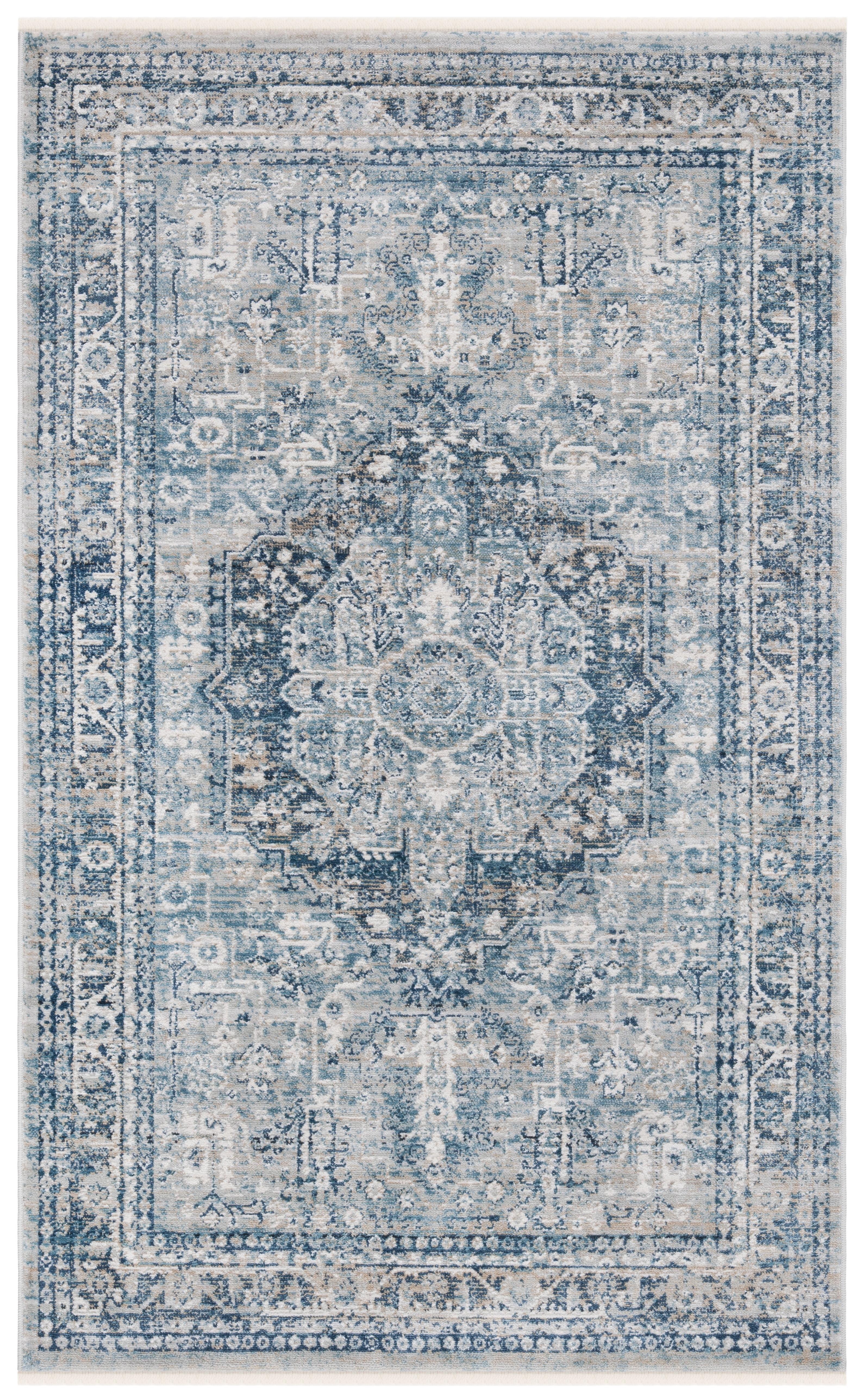 SAFAVIEH Victoria Creighton Floral Bordered Area Rug, Blue/Grey, 2'2" x 4'