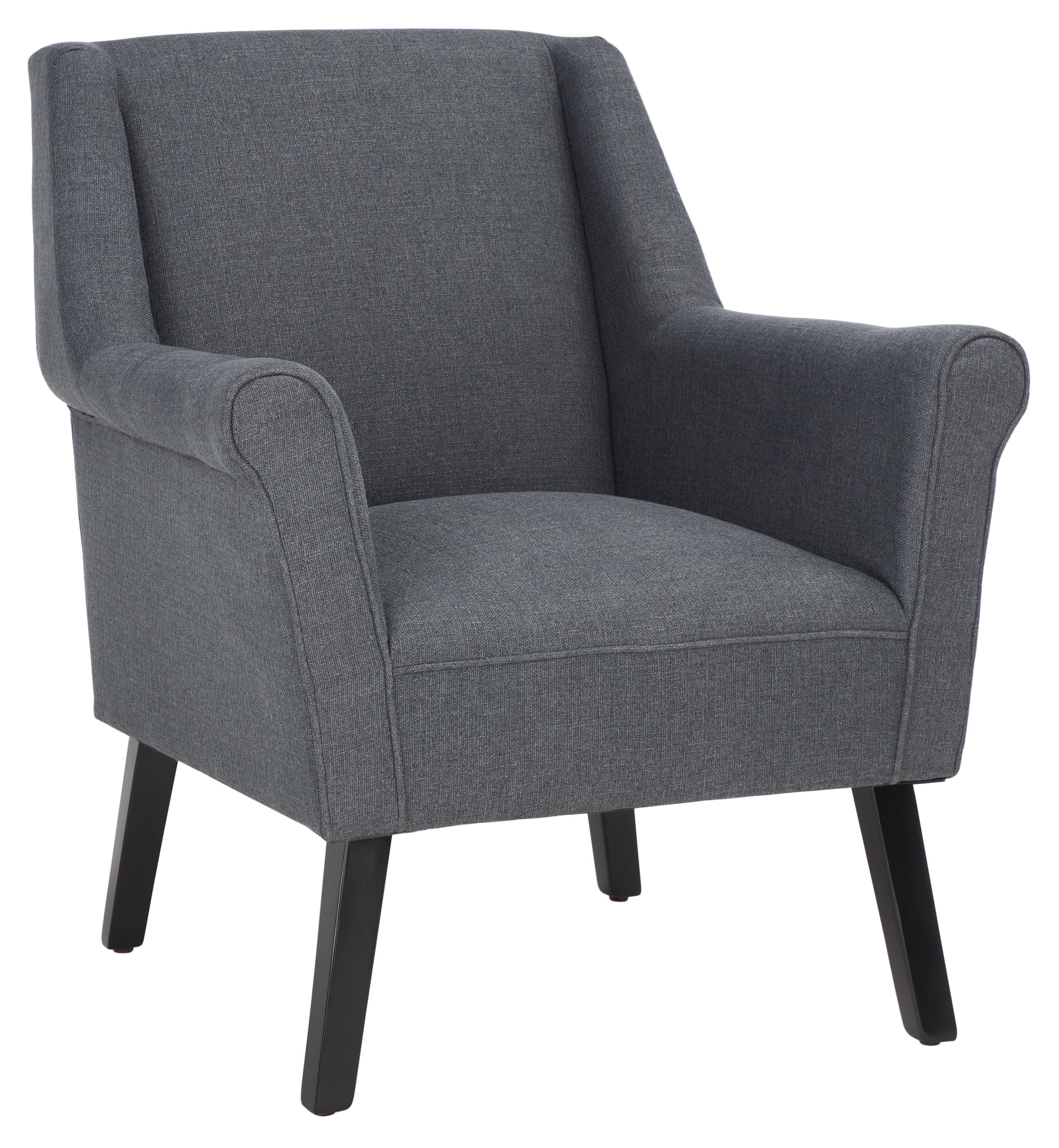 Videl Dark Grey Upholstered Accent Chair with Rolled Arms