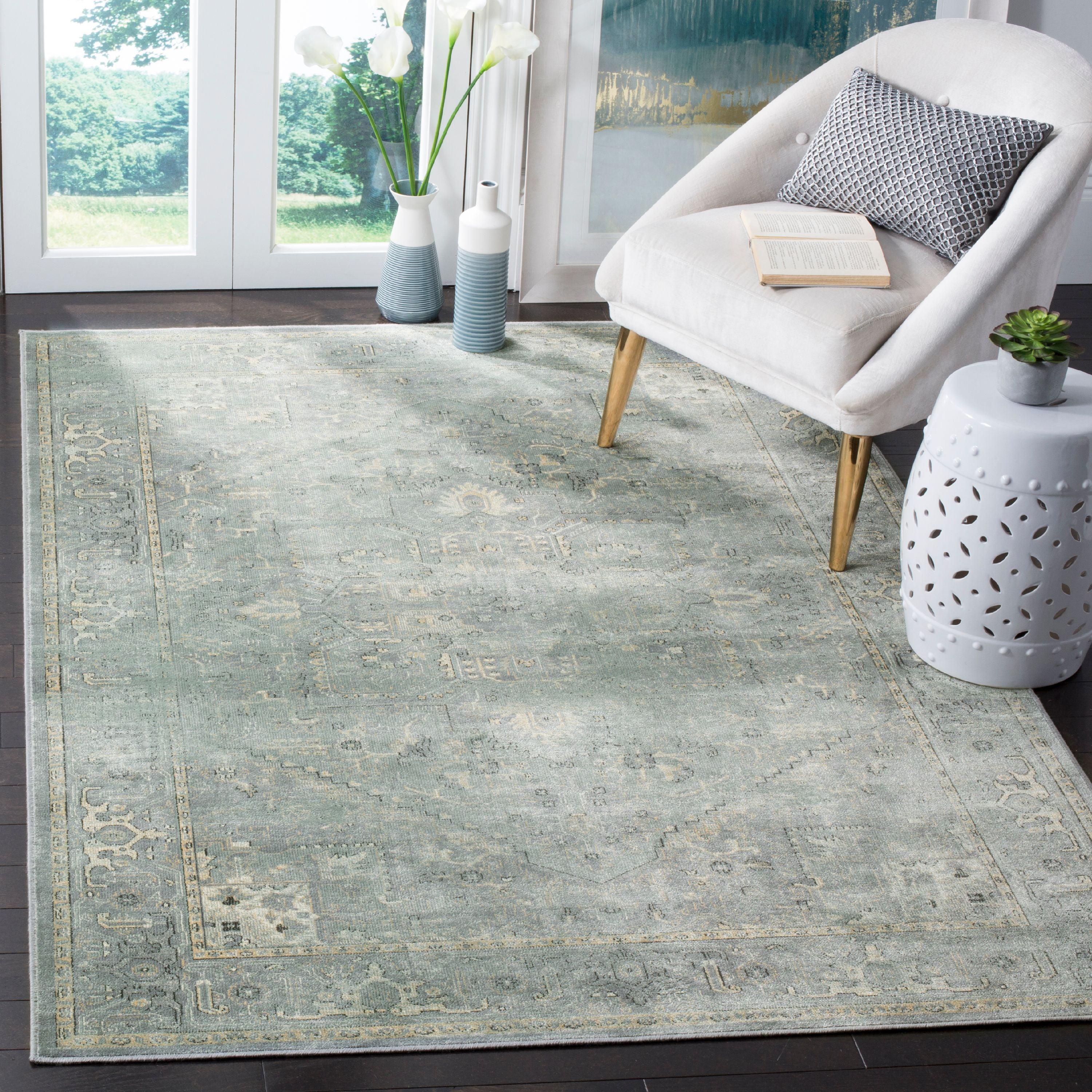 Vintage VTG114 Power Loomed Indoor Skid-Resistant Area Rug - Grey/Multi - 6'7"x9'2" - Safavieh
