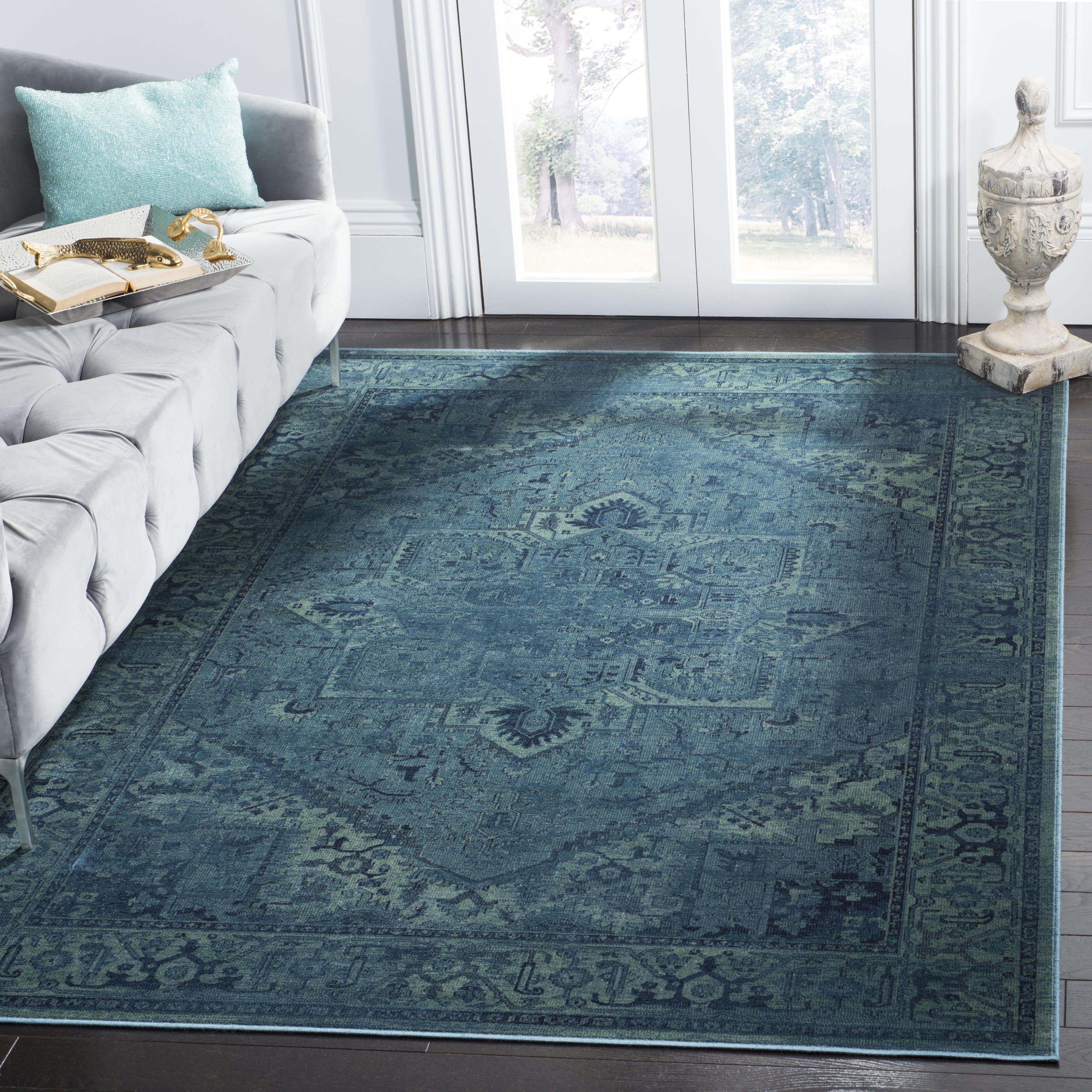 Vintage VTG114 Power Loomed Indoor Skid-Resistant Area Rug - Turquoise - 5'3"x7'6" - Safavieh