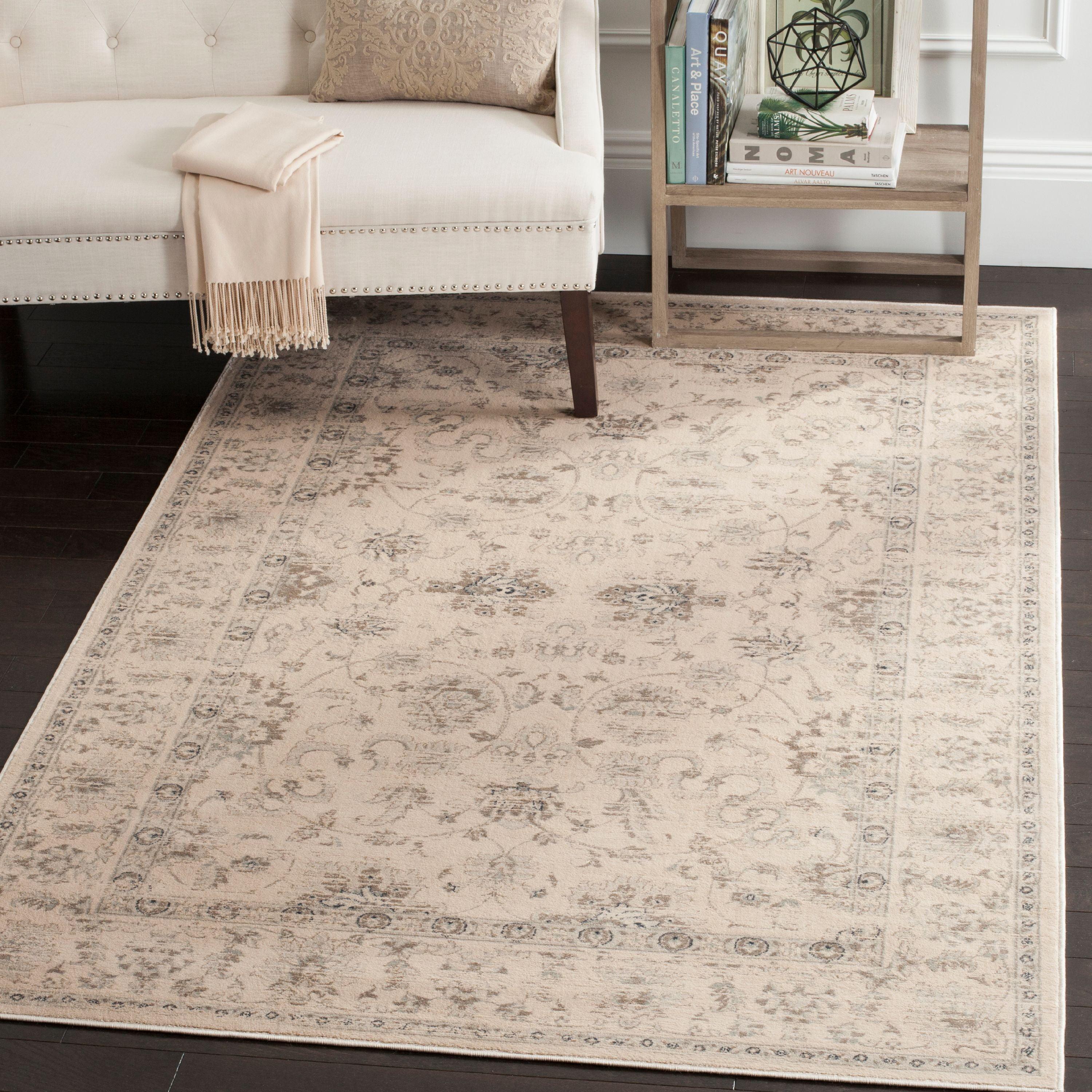 Elegant Creme Viscose 4' x 6' Easy-Care Transitional Area Rug