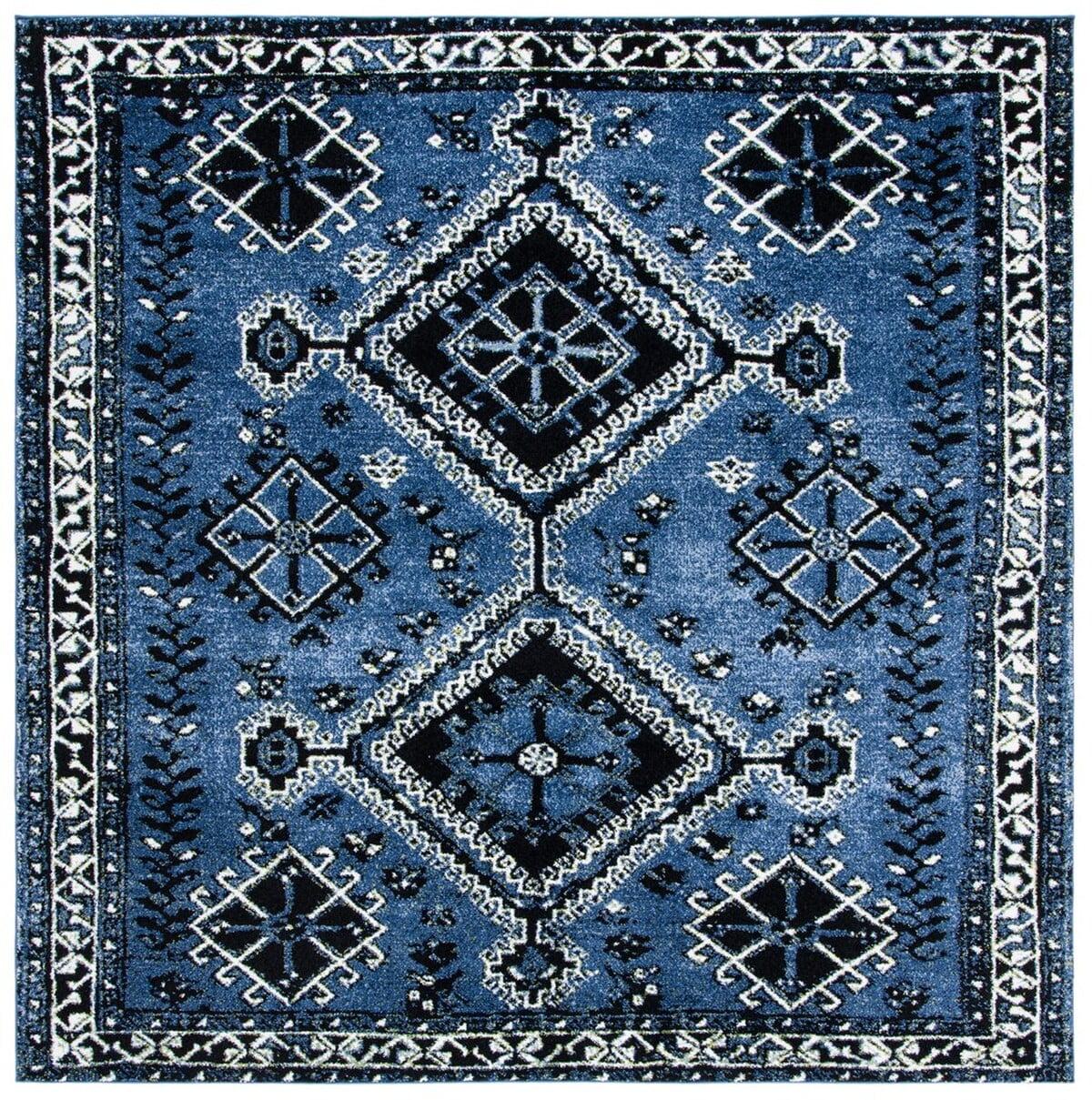 Vintage Hamadan VTH293 Power Loomed Indoor Area Rug - Blue/Black - 6'7"x6'7" - Safavieh