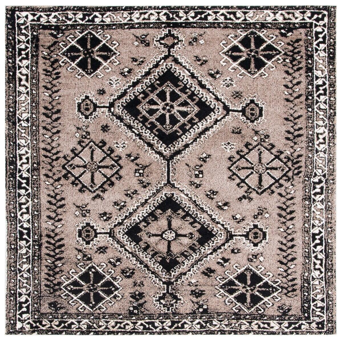 Vintage Hamadan VTH293 Power Loomed Area Rug - Brown/Black - 6'7"x6'7" - Safavieh.