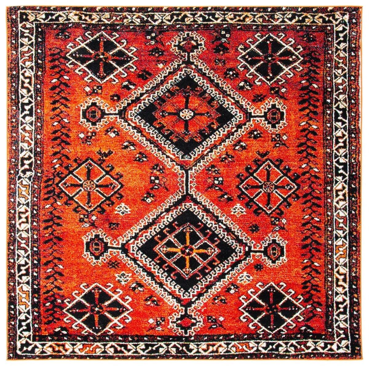 Vintage Hamadan VTH293 Power Loomed Area Rug - Orange/Red - 6'7"x6'7" - Safavieh.