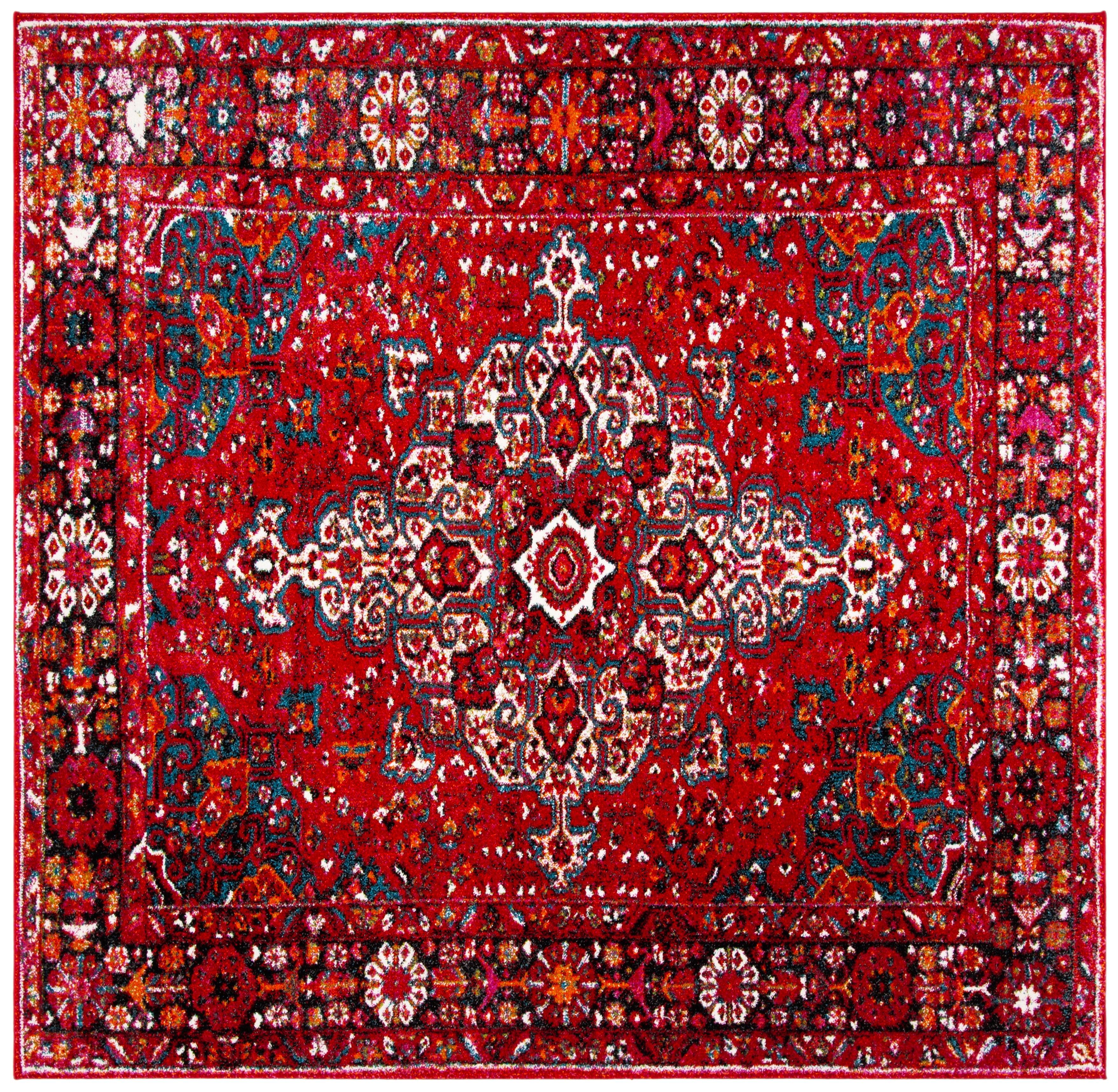 Vintage Hamadan VTH222 Power Loomed Area Rug - Red/Multi - 3'x3' - Safavieh.