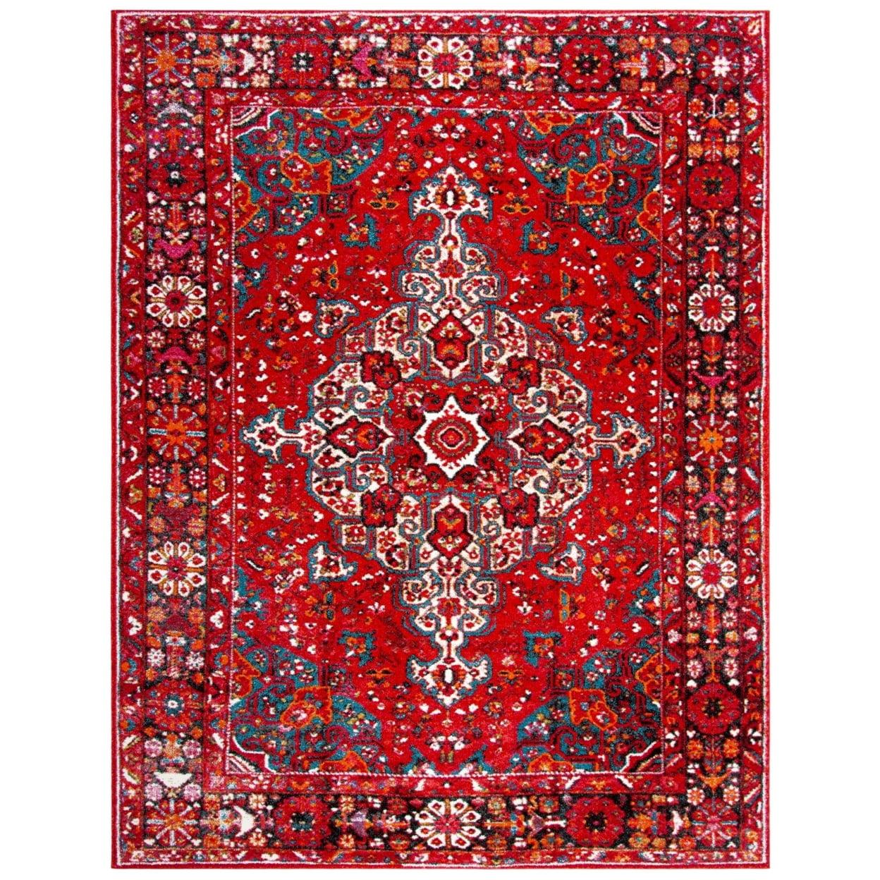 Vintage Hamadan VTH222 Power Loomed Indoor Area Rug - Red/Multi - 6'7"x6'7" - Safavieh.