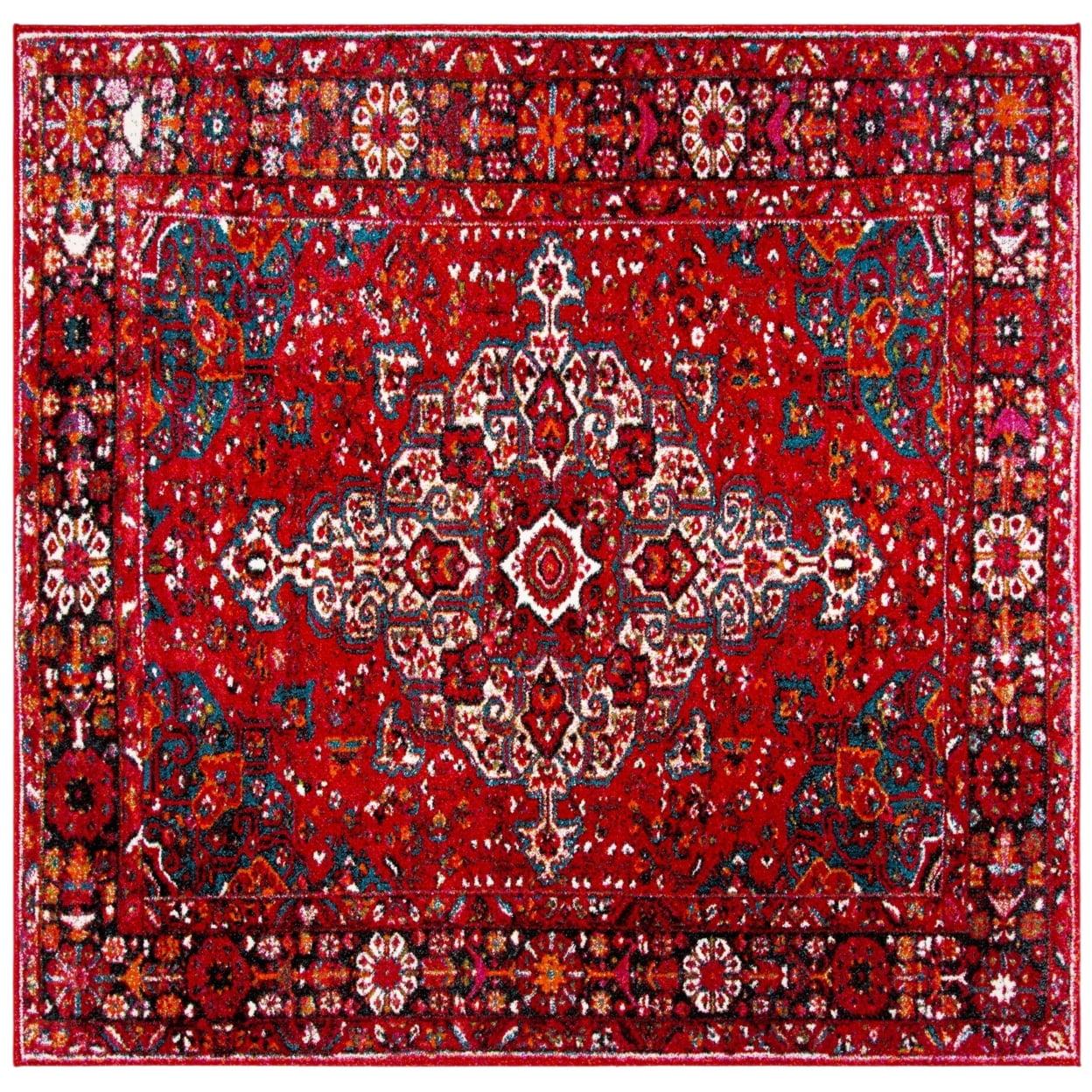 Vintage Hamadan VTH222 Power Loomed Indoor Area Rug - Red/Multi - 6'7"x6'7" - Safavieh.
