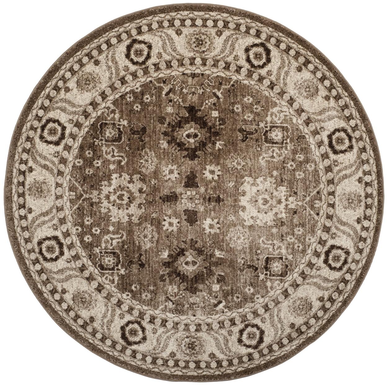 Vintage Hamadan VTH214 Power Loomed Area Rug - Taupe - 3' round - Safavieh.