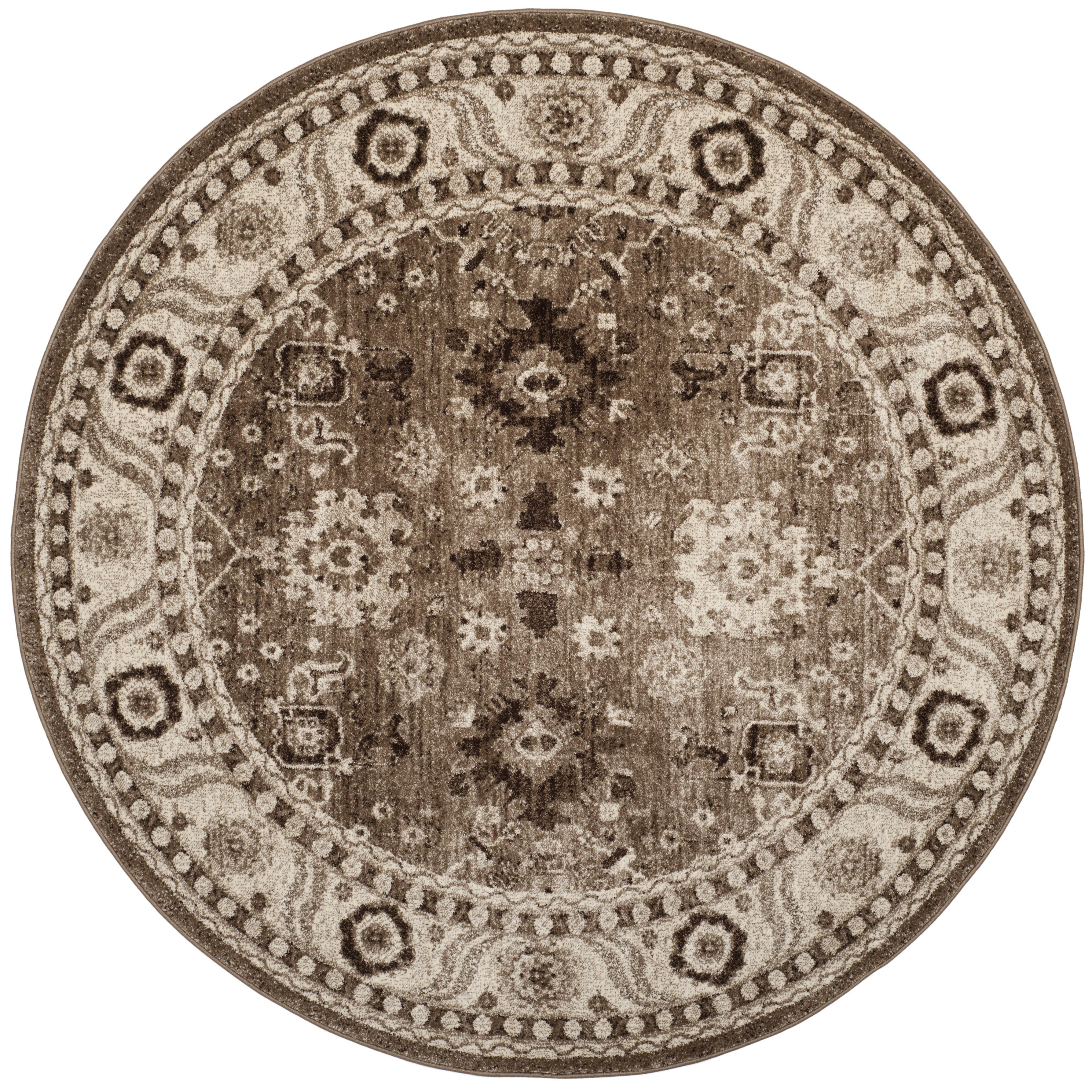 Vintage Hamadan VTH214 Power Loomed Area Rug - Taupe - 3' round - Safavieh.