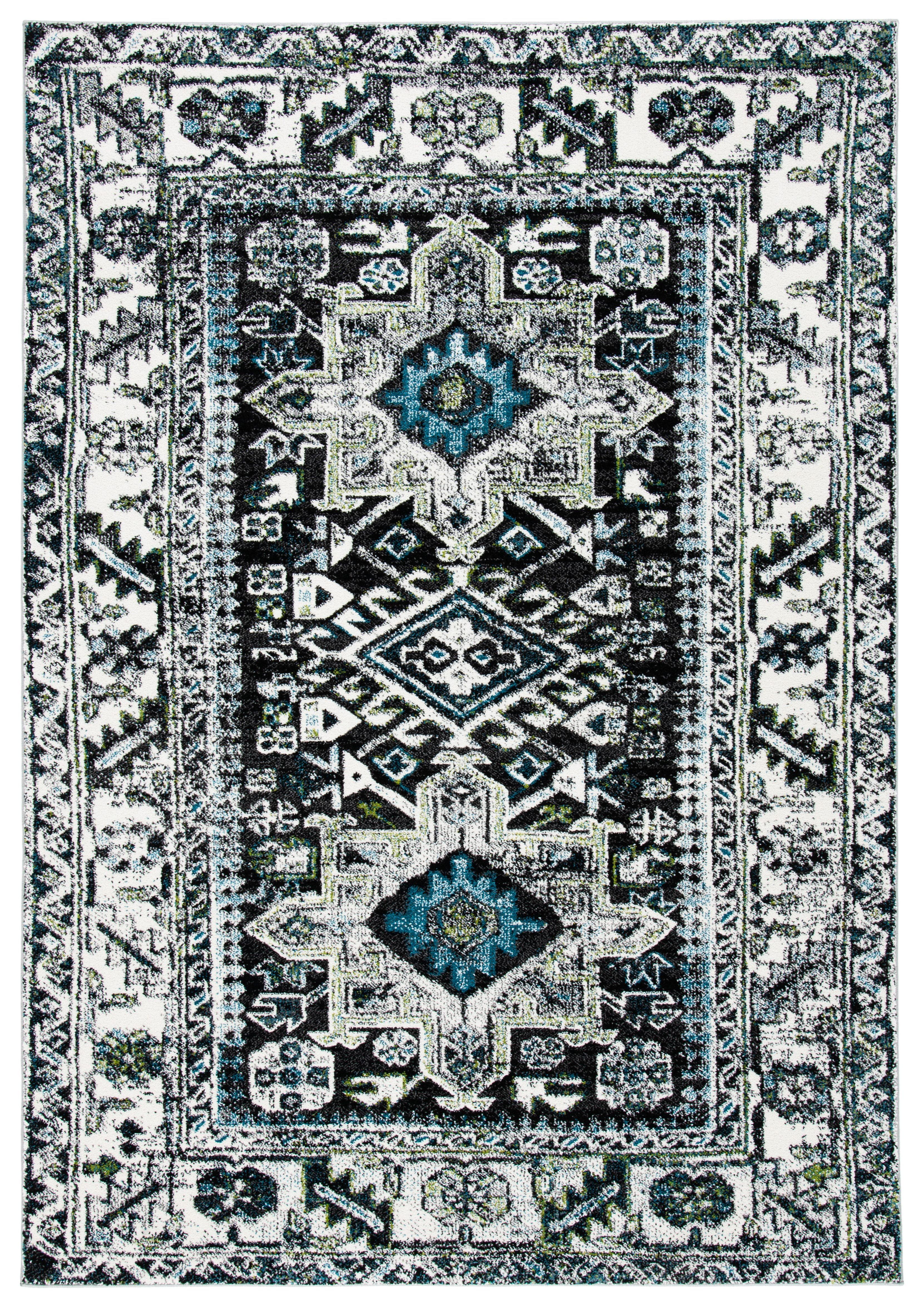 Vintage Hamadan VTH211 Power Loomed Indoor Area Rug - Dark Grey/Ivory - 5'3"x7'6" - Safavieh