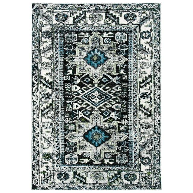 Vintage Hamadan VTH211 Power Loomed Indoor Area Rug - Dark Grey/Ivory - 6'7"x9' - Safavieh